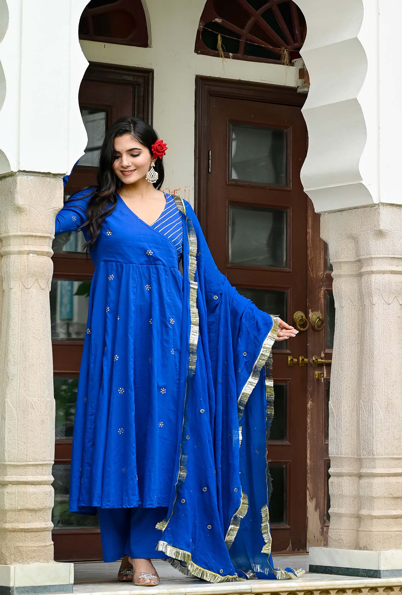 Utsav Blue Anarkali Suit Set of 3