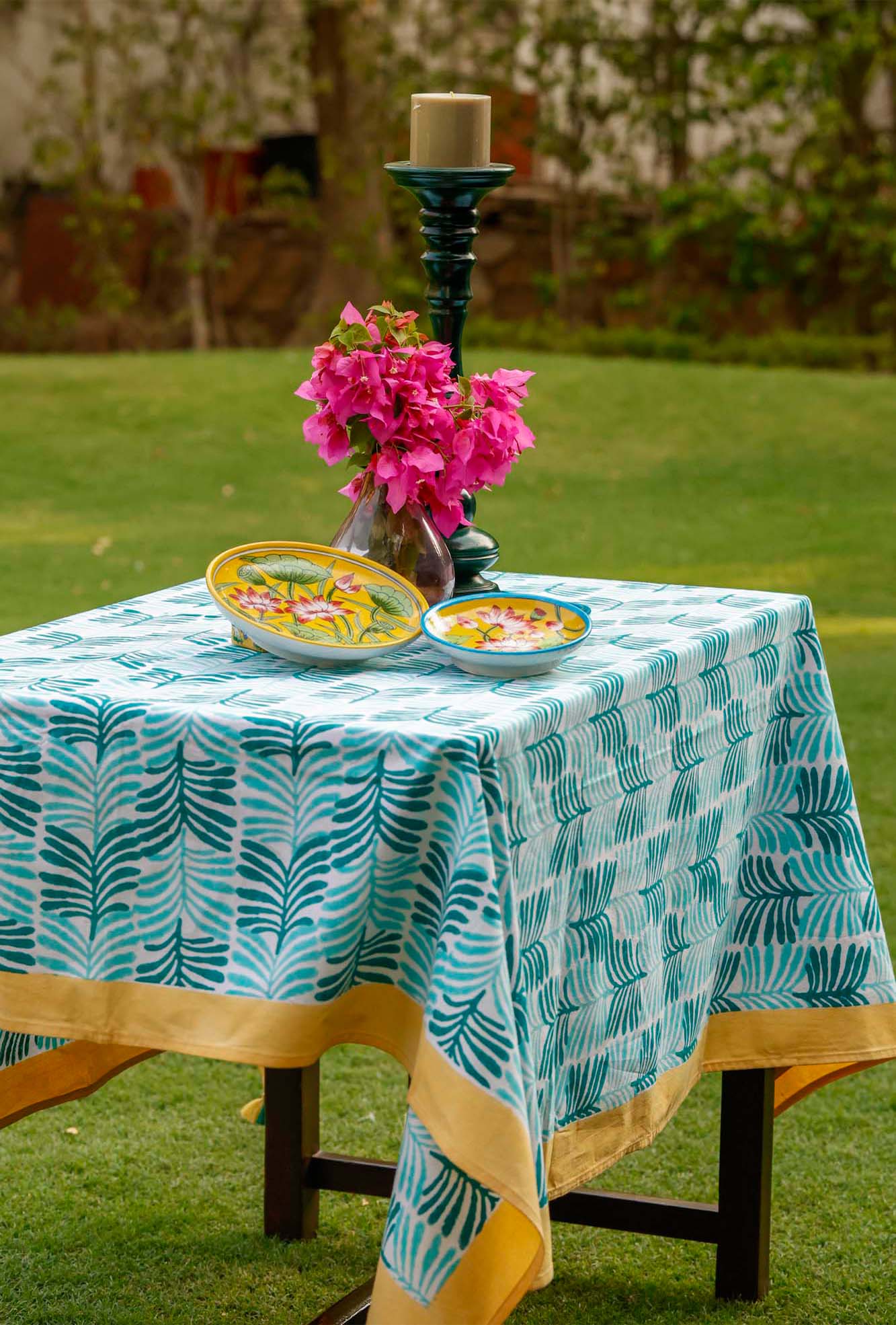 Table Cover Block Leaf Green