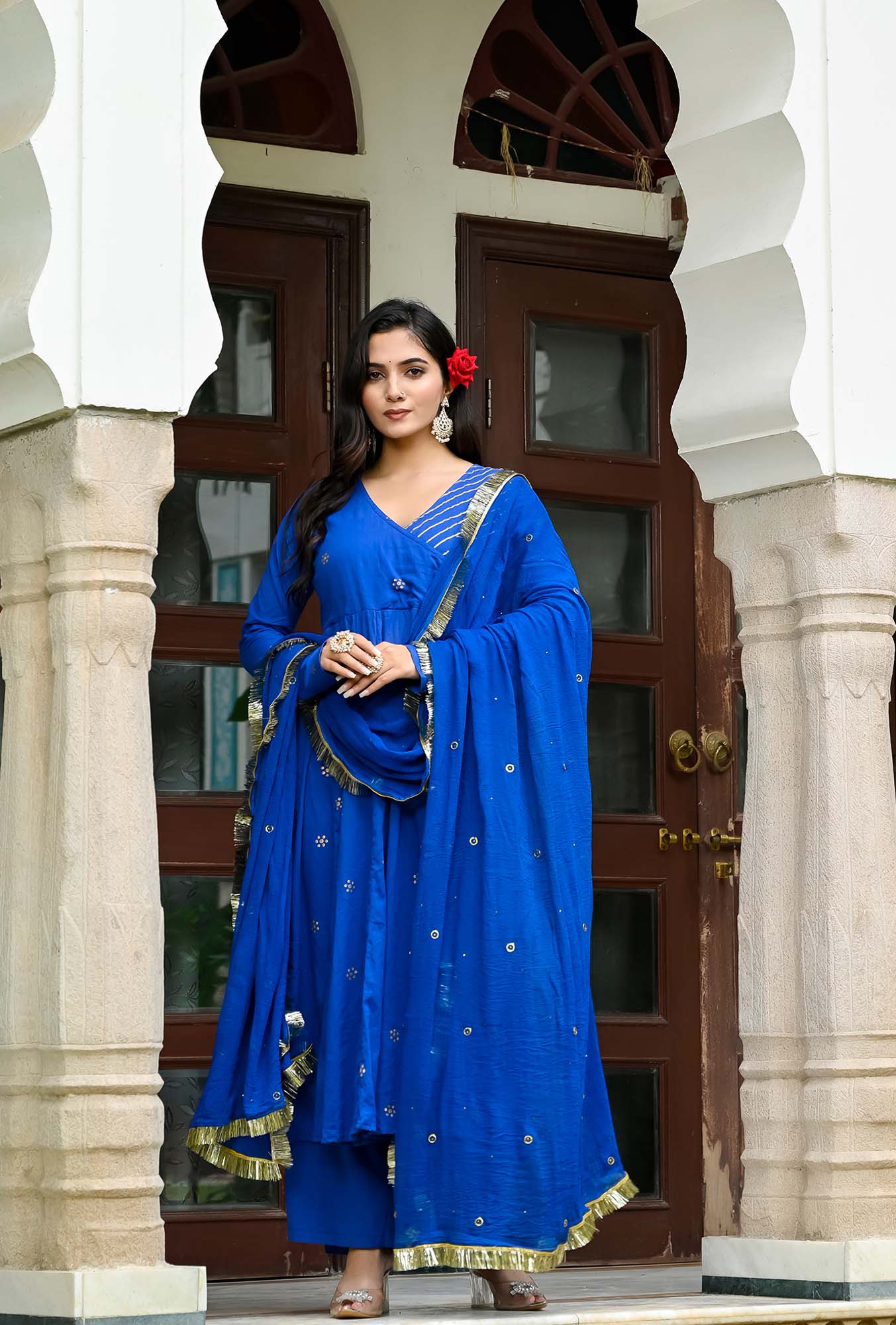 Utsav Blue Anarkali Suit Set of 3