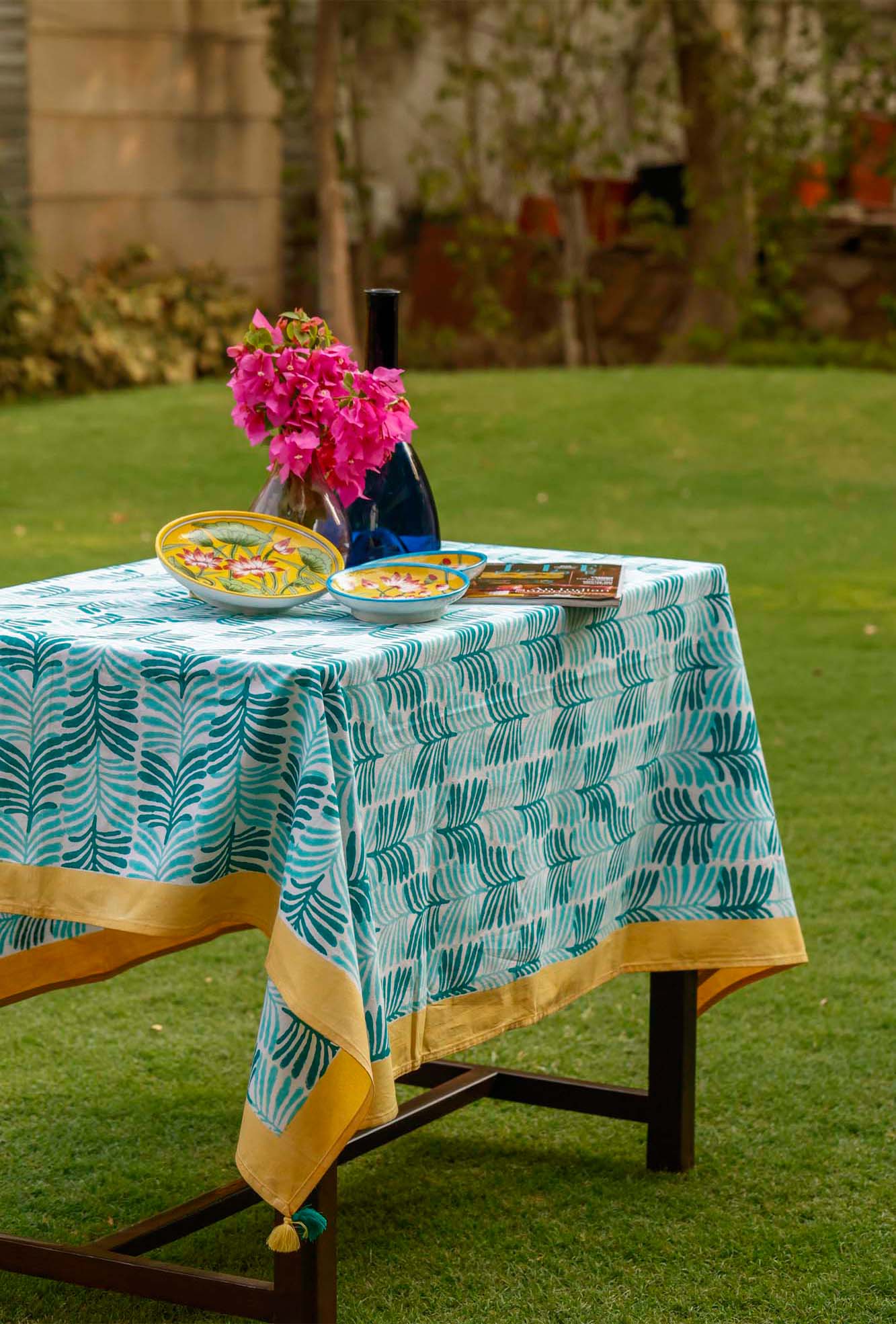 Table Cover Block Leaf Green