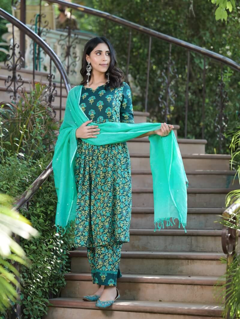 Suit Set Womens Green Yoke S/3