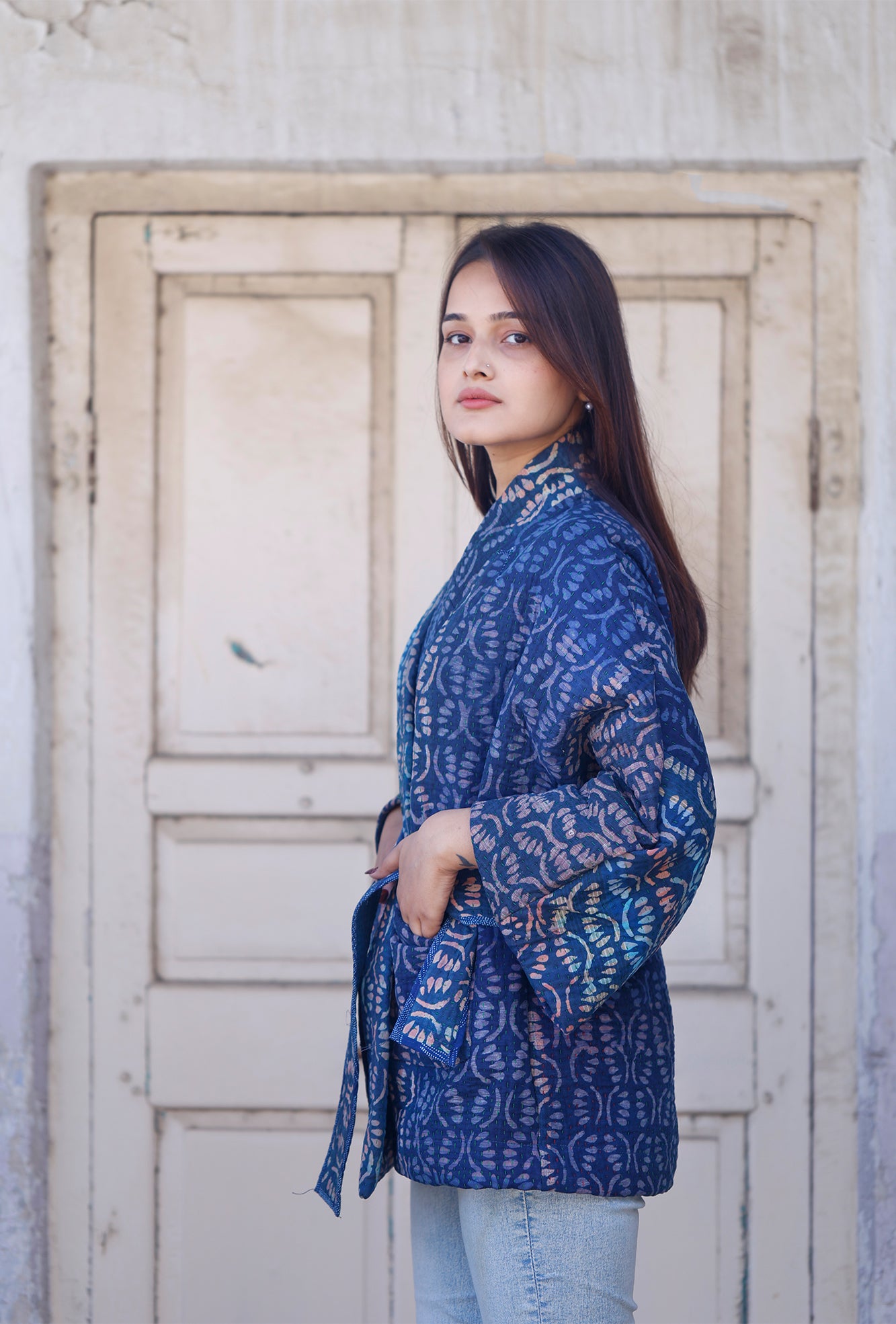 Blue Kantha Jacket