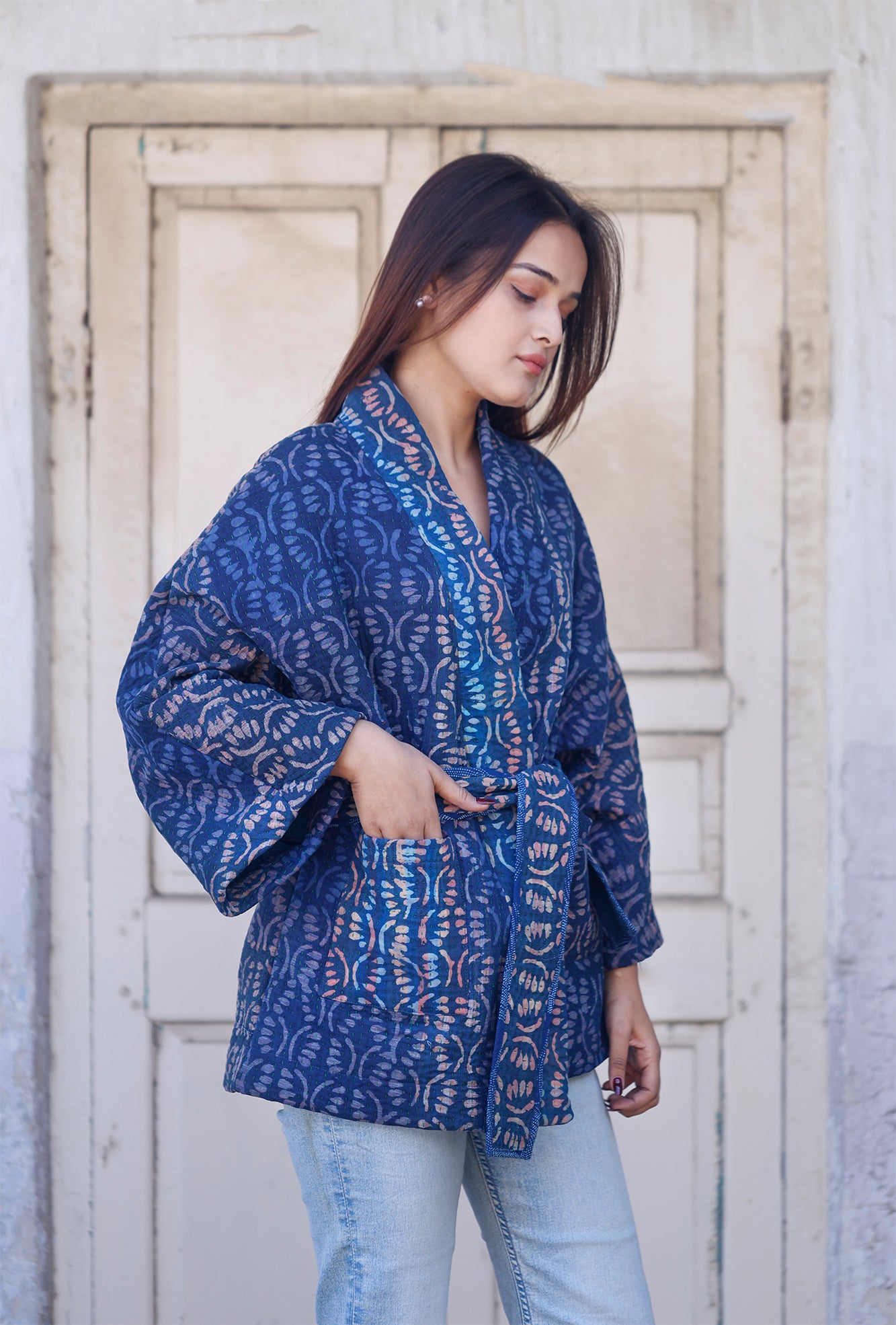 Blue Kantha Jacket