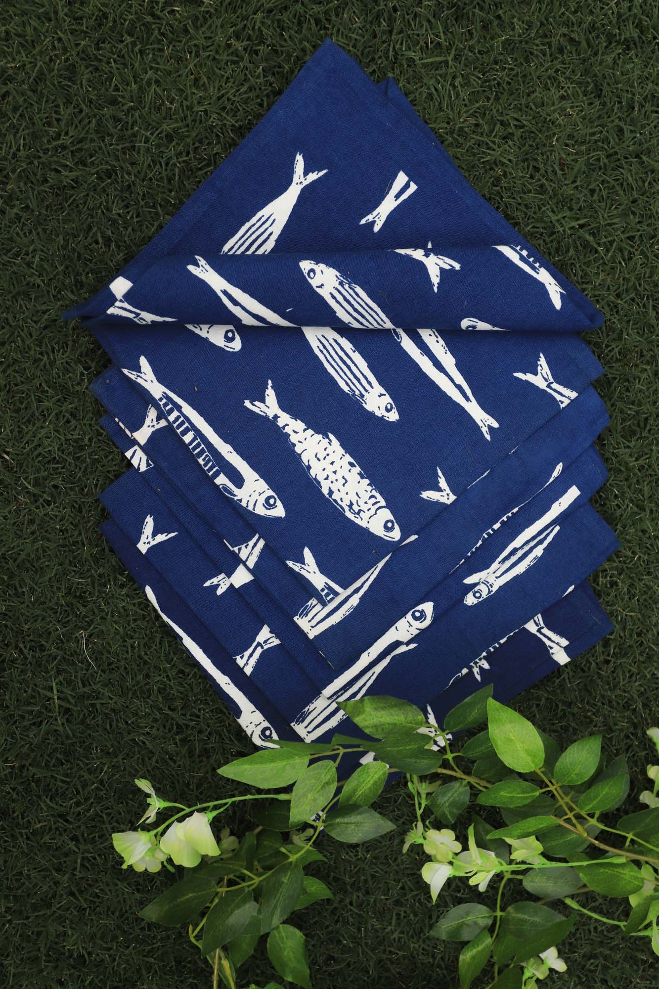 Napkin Set of 6 Blue Fish