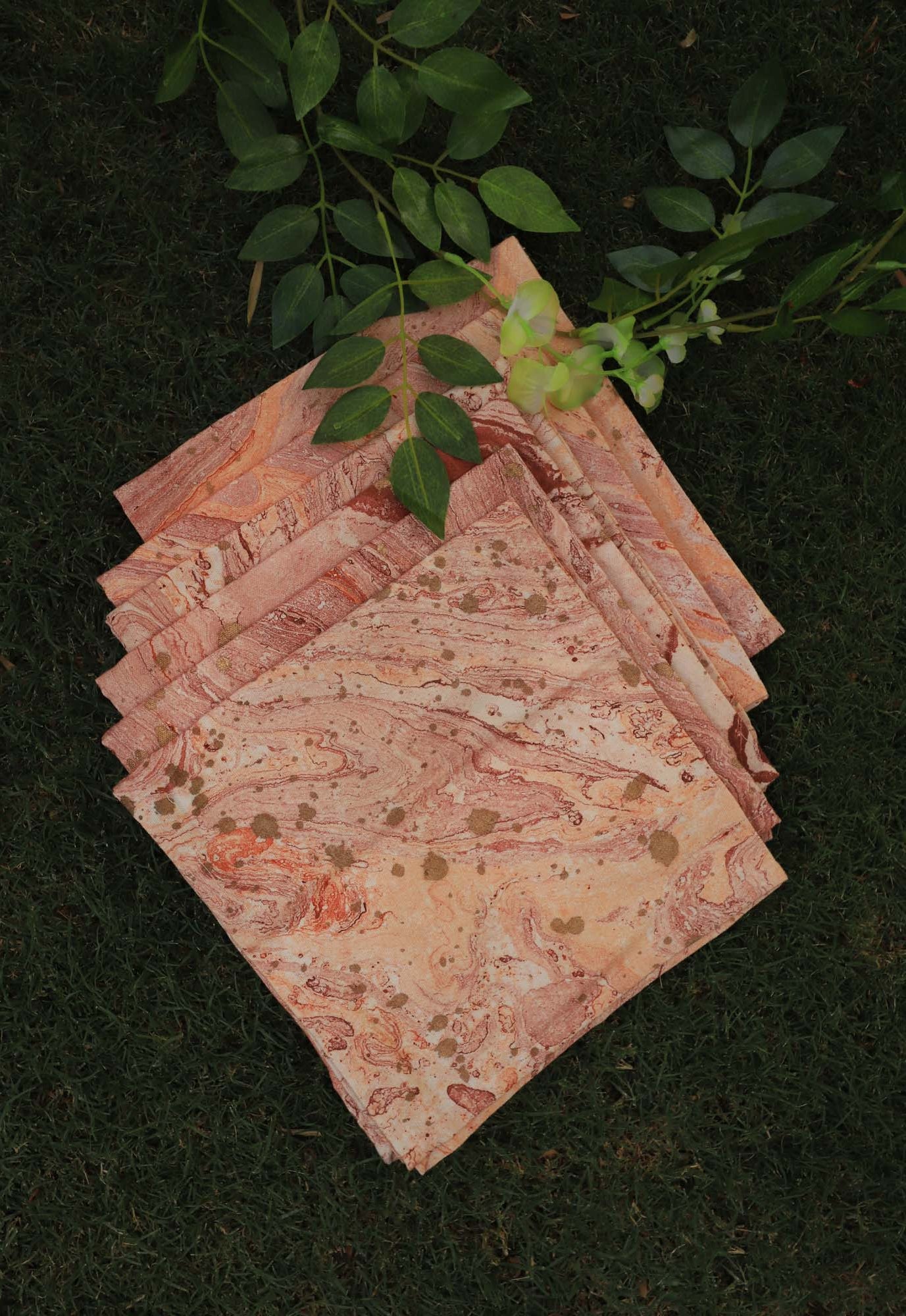 Napkin Set of 6 Peach Marble