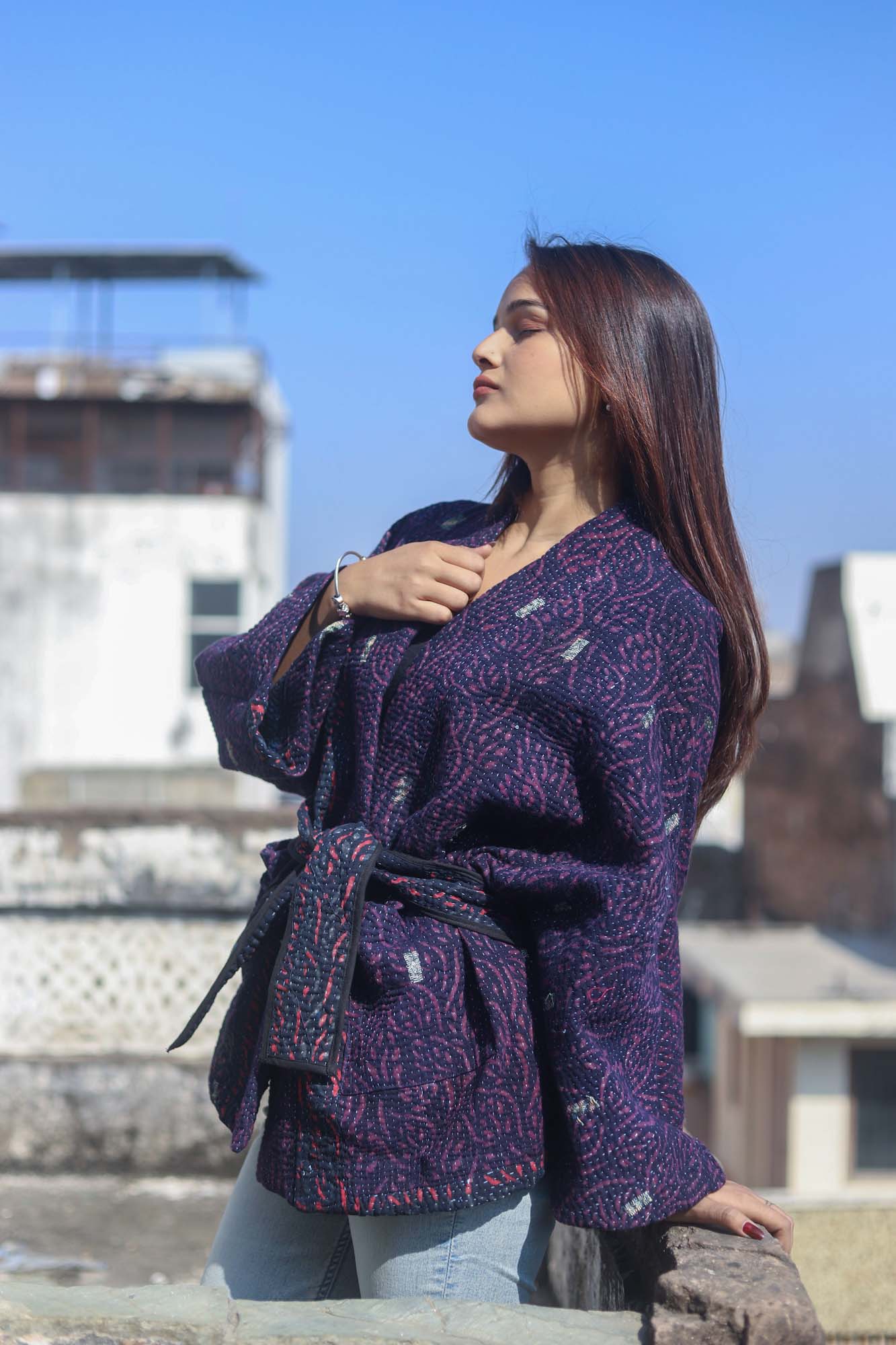 Purple Kantha Jacket