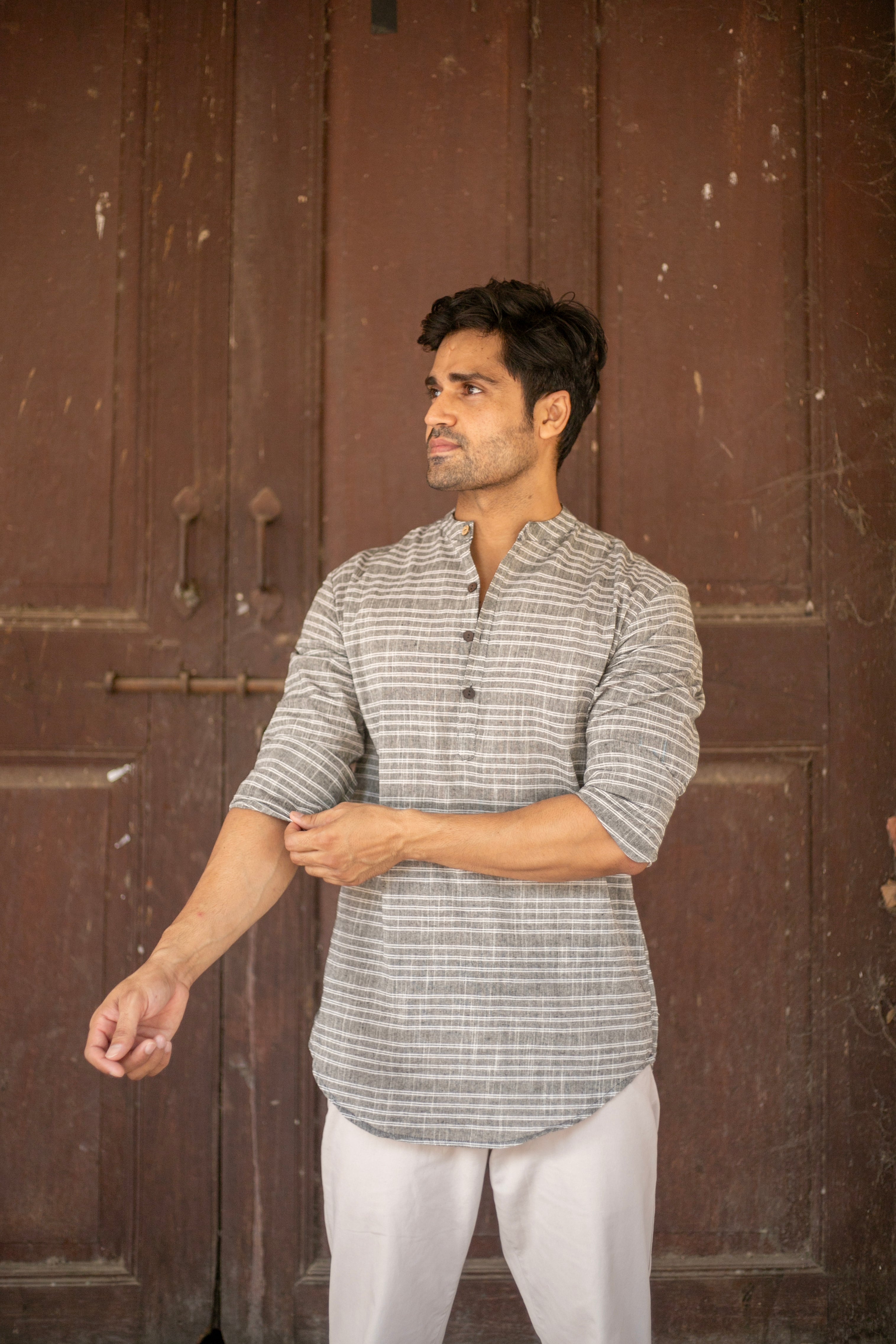 Charcoal Grey Stripes Shirt