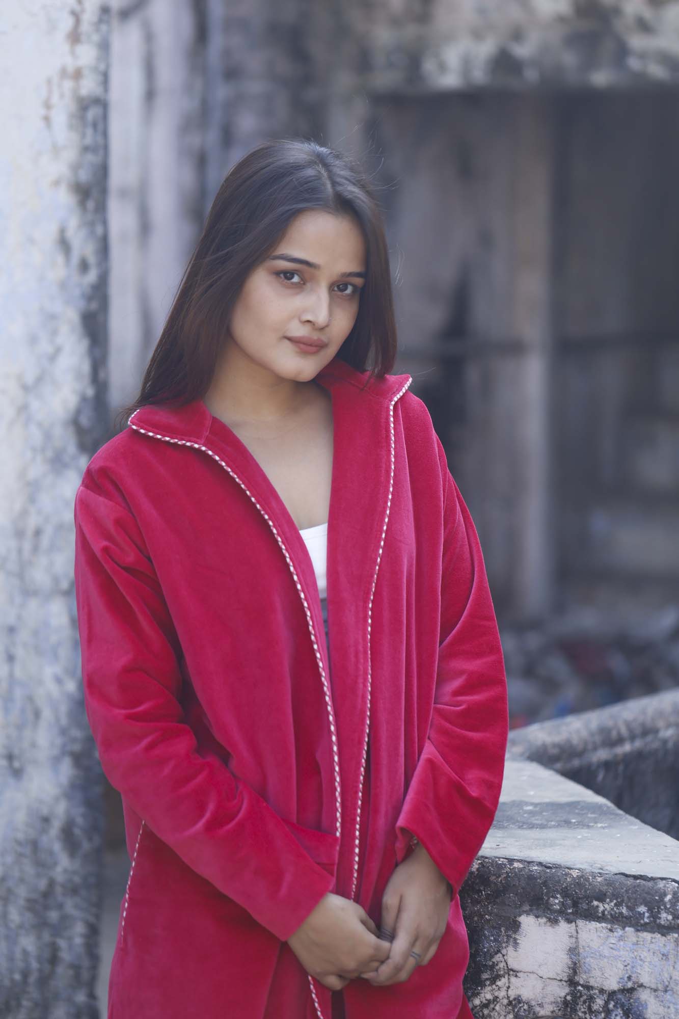 Red Velvet Kimono Jacket