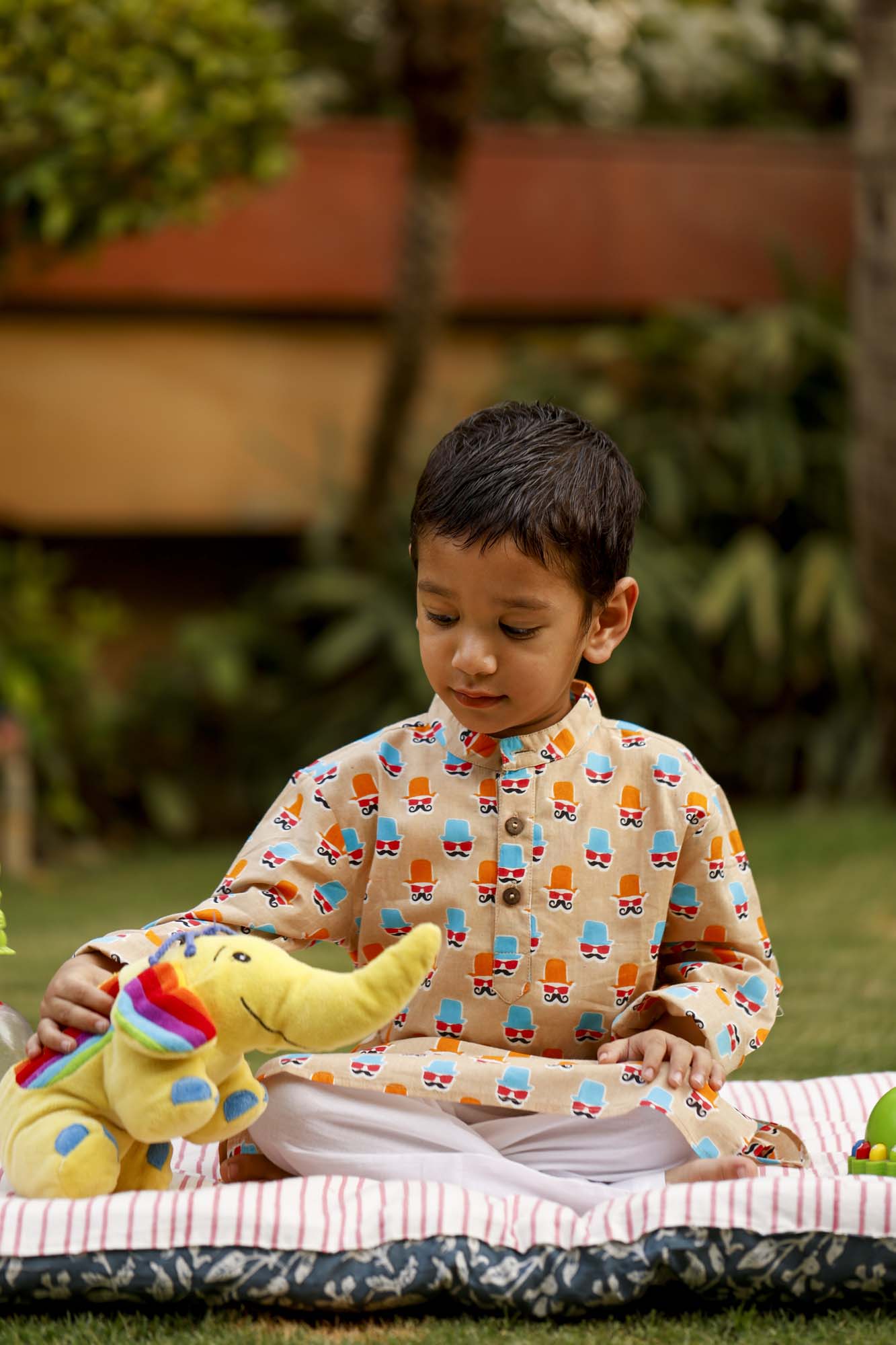 BOY KURTA MUSTACHE YELLOW