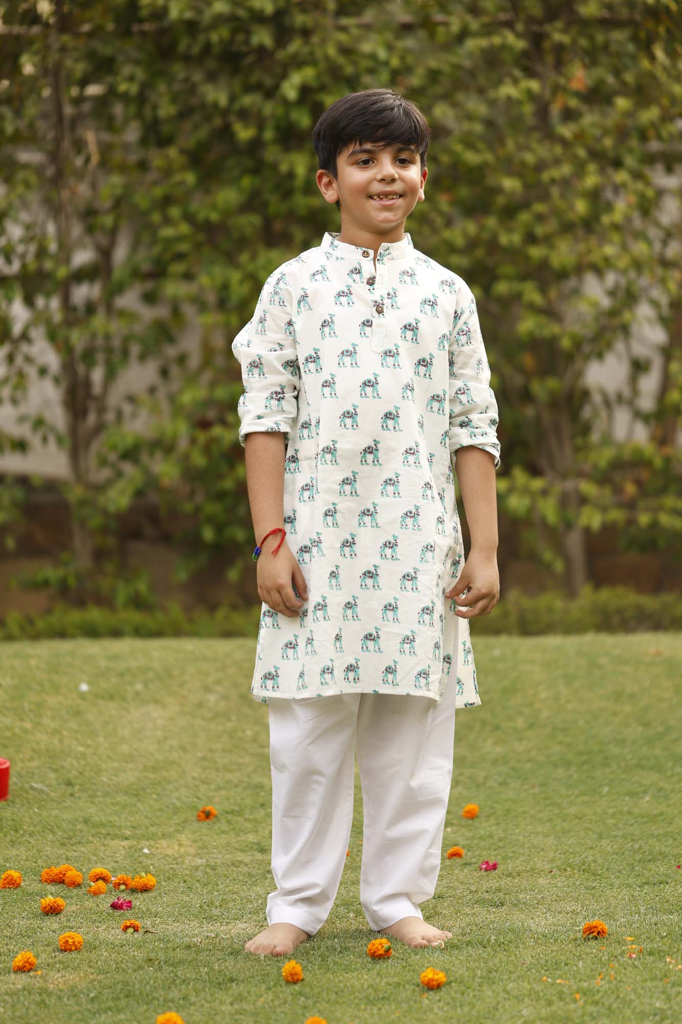 Green Camel Boy Kurta