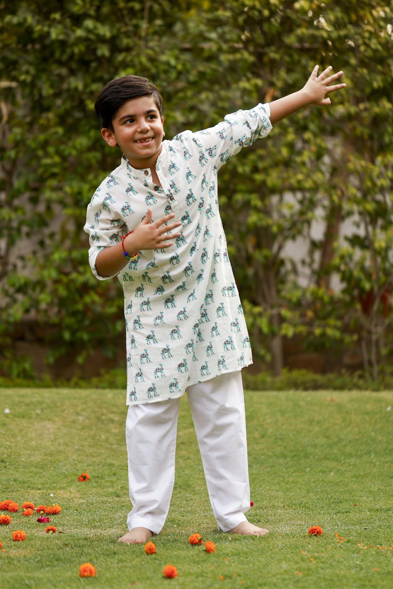 Green Camel Boy Kurta