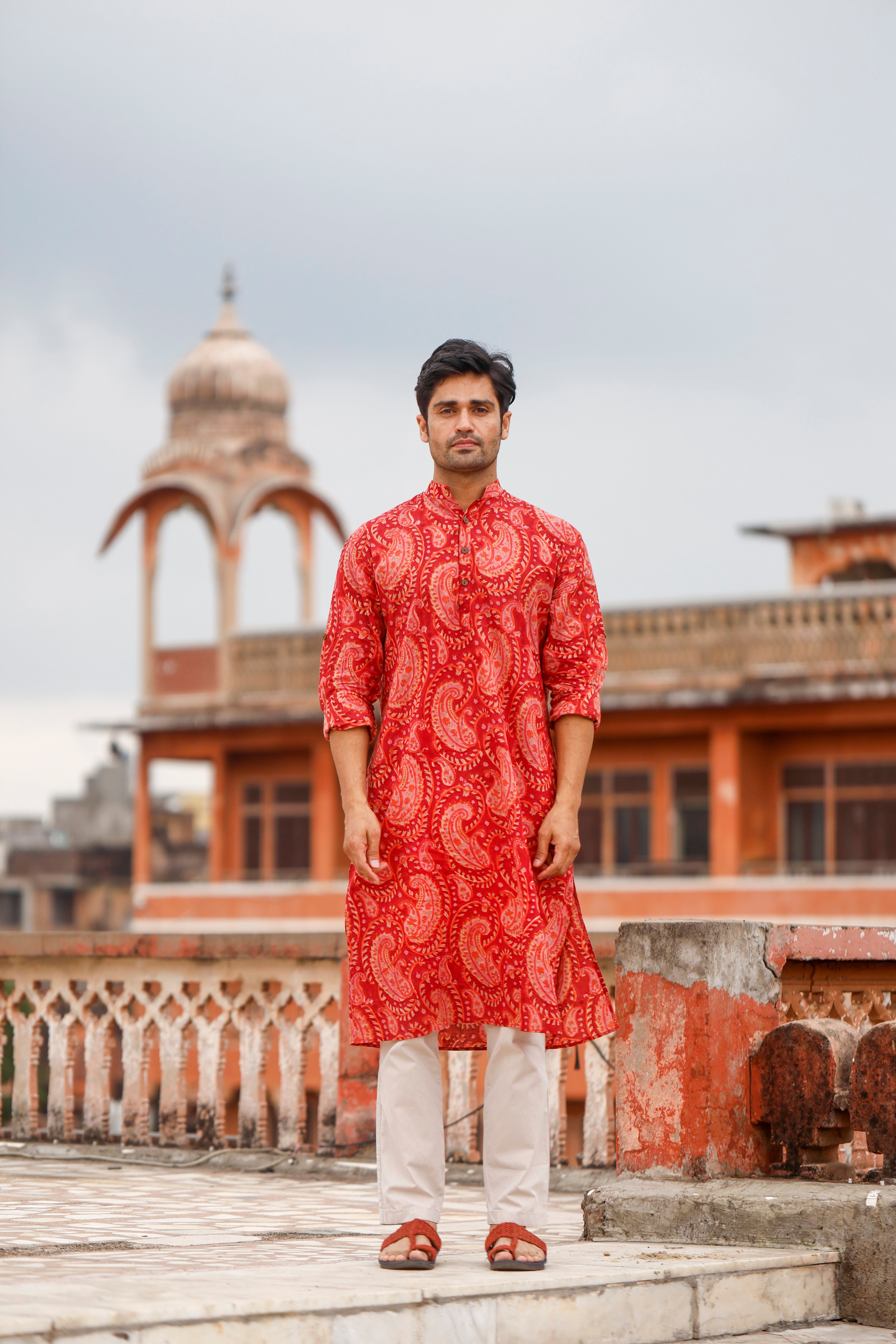 Red Paisley Long Kurta