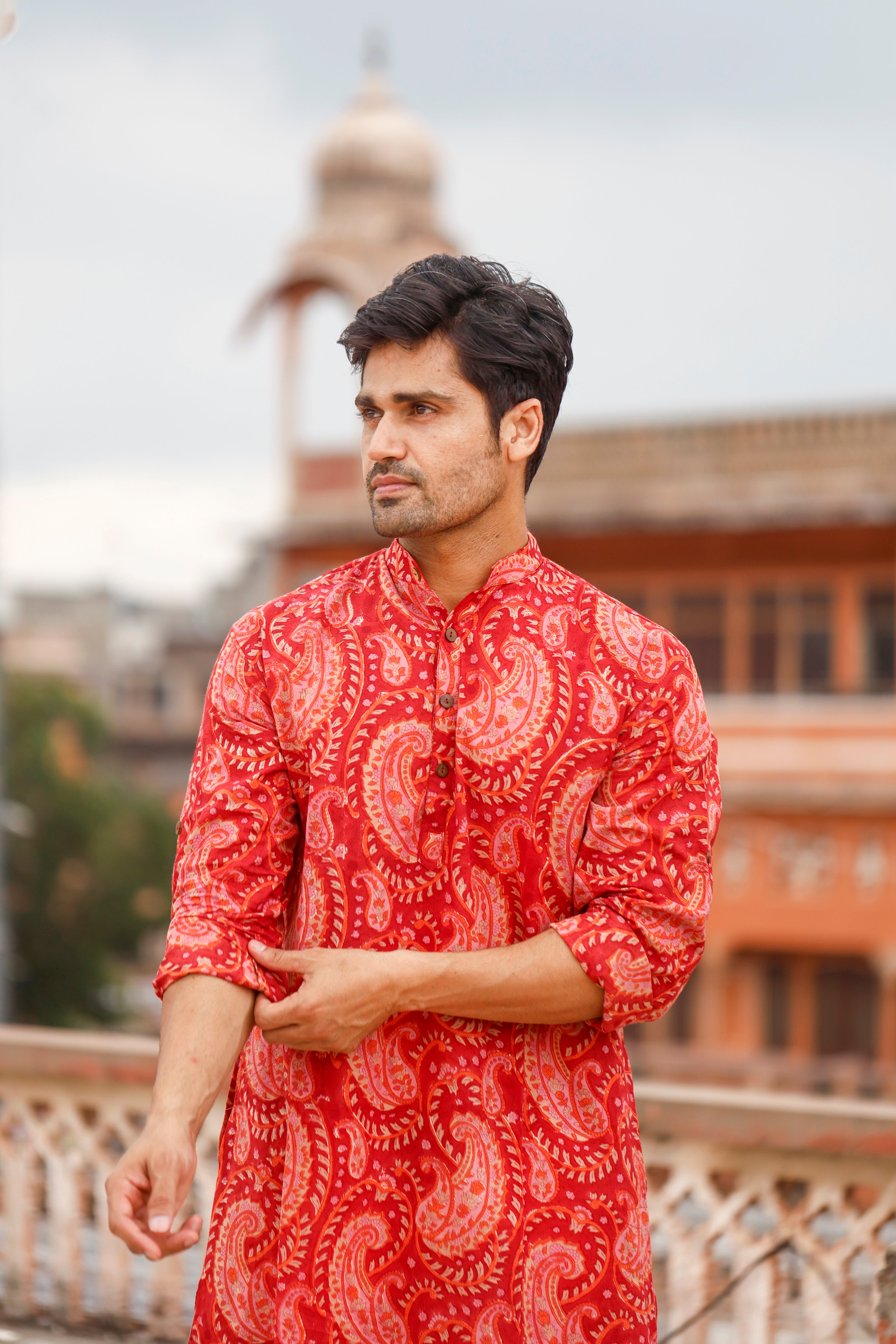 Red Paisley Long Kurta