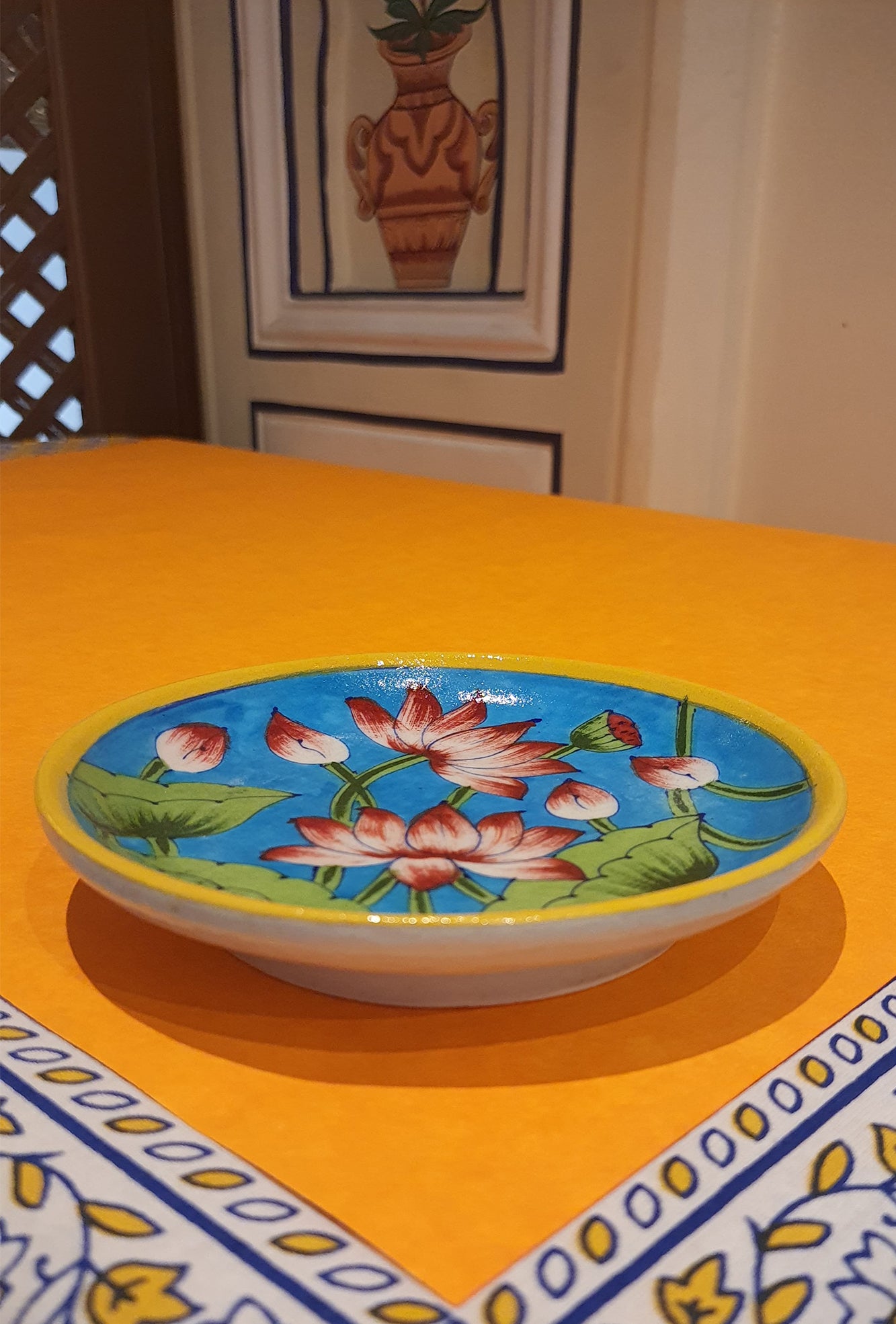 Plate Blue Lotus Ceramic