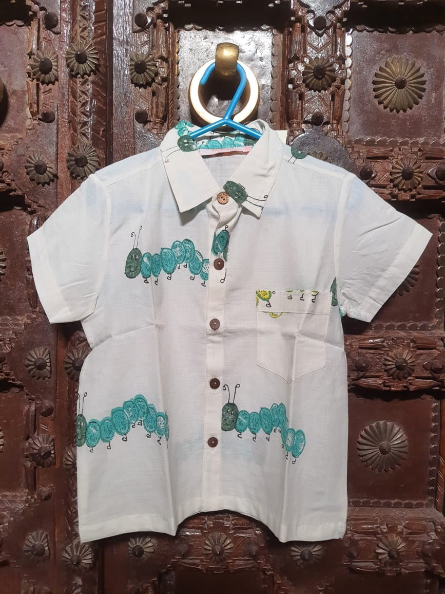 Boys Shirt Blue Caterpillar