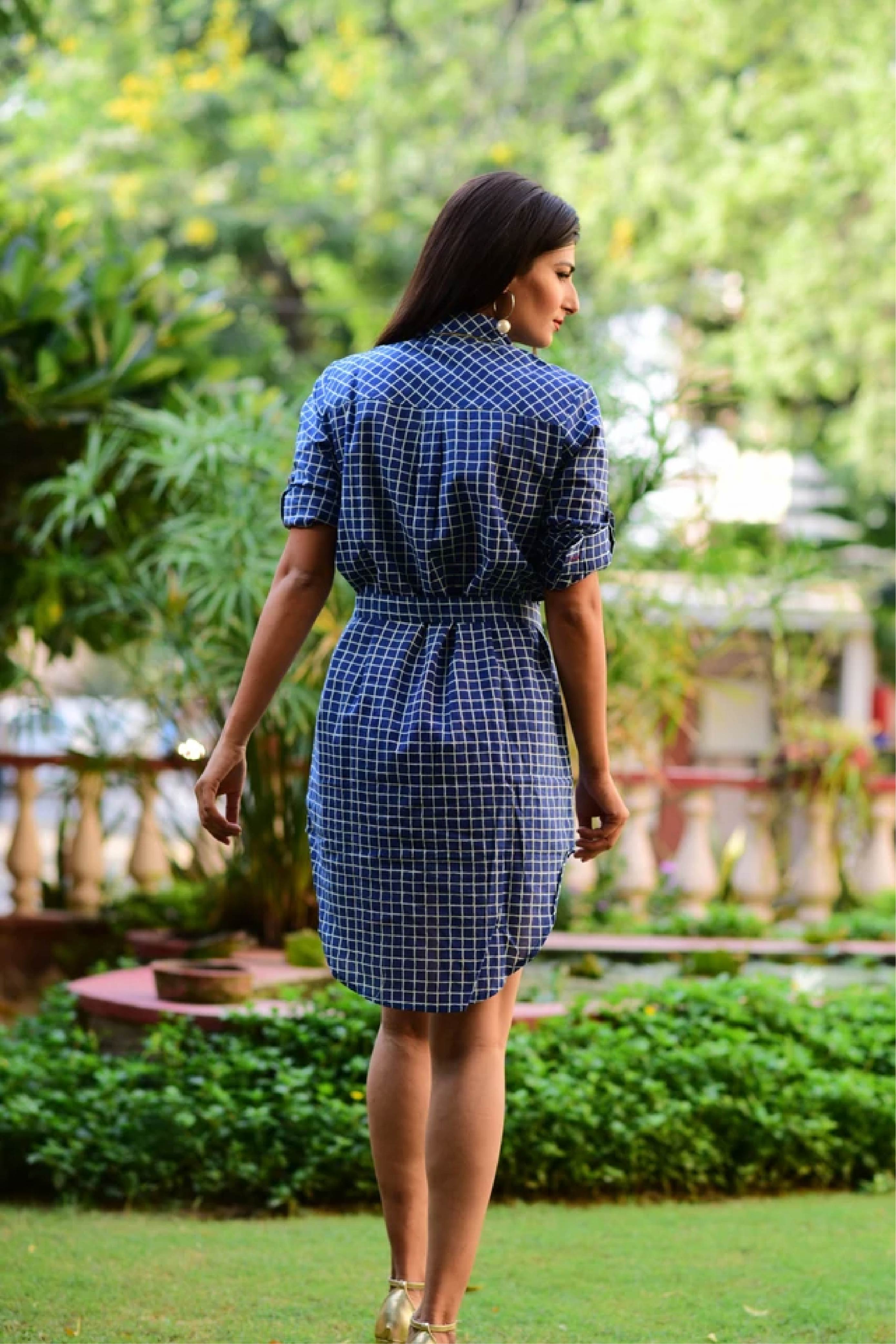 Women Timeless Check Shirt Dress