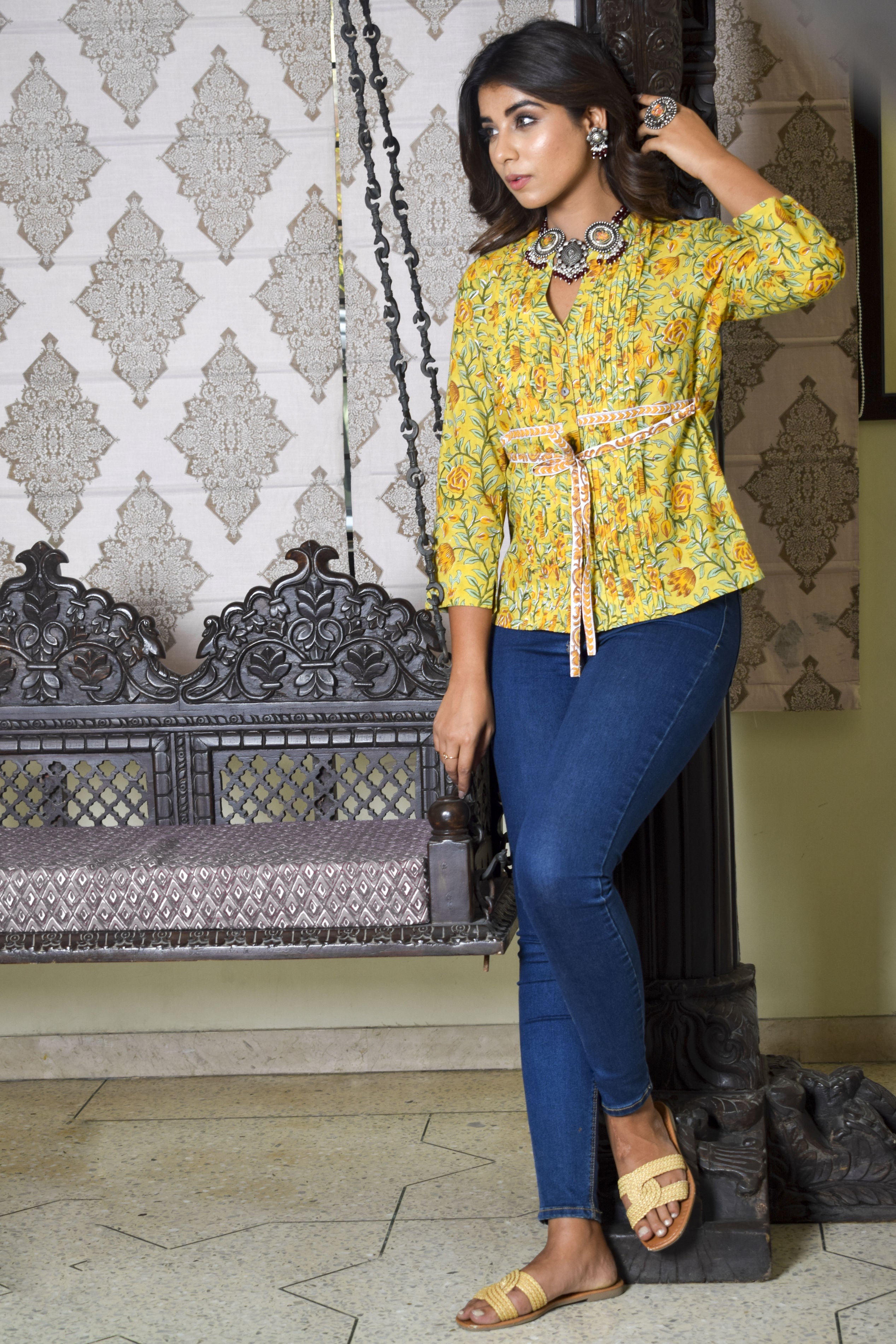 Women Sunshine - Floral Jaal Top