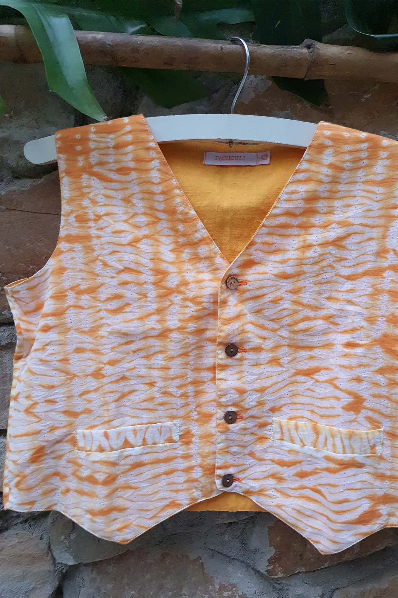 Boys Orange Shibori Waistcoat