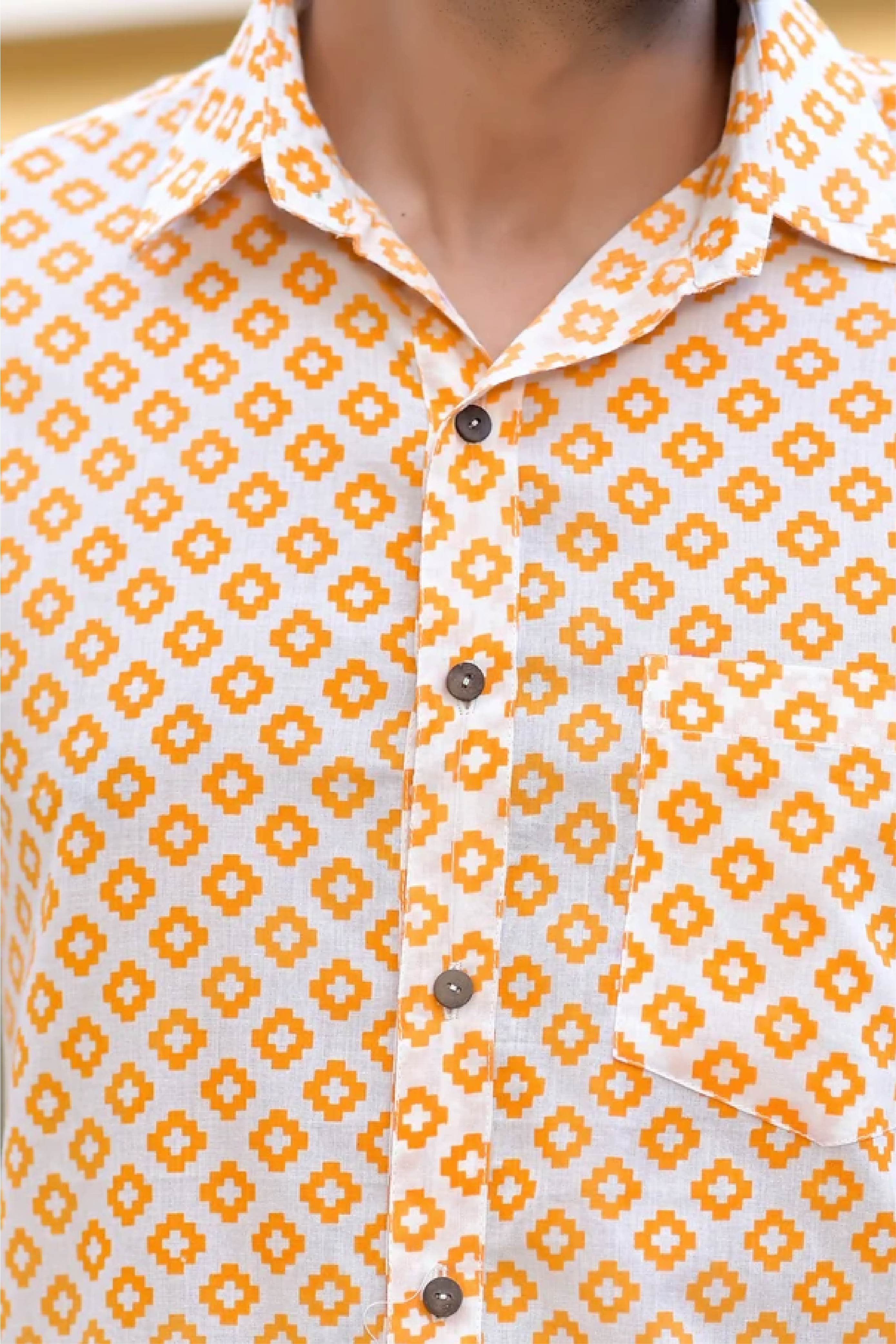 Shirt Full Sleeve Mens Moroccan Orange