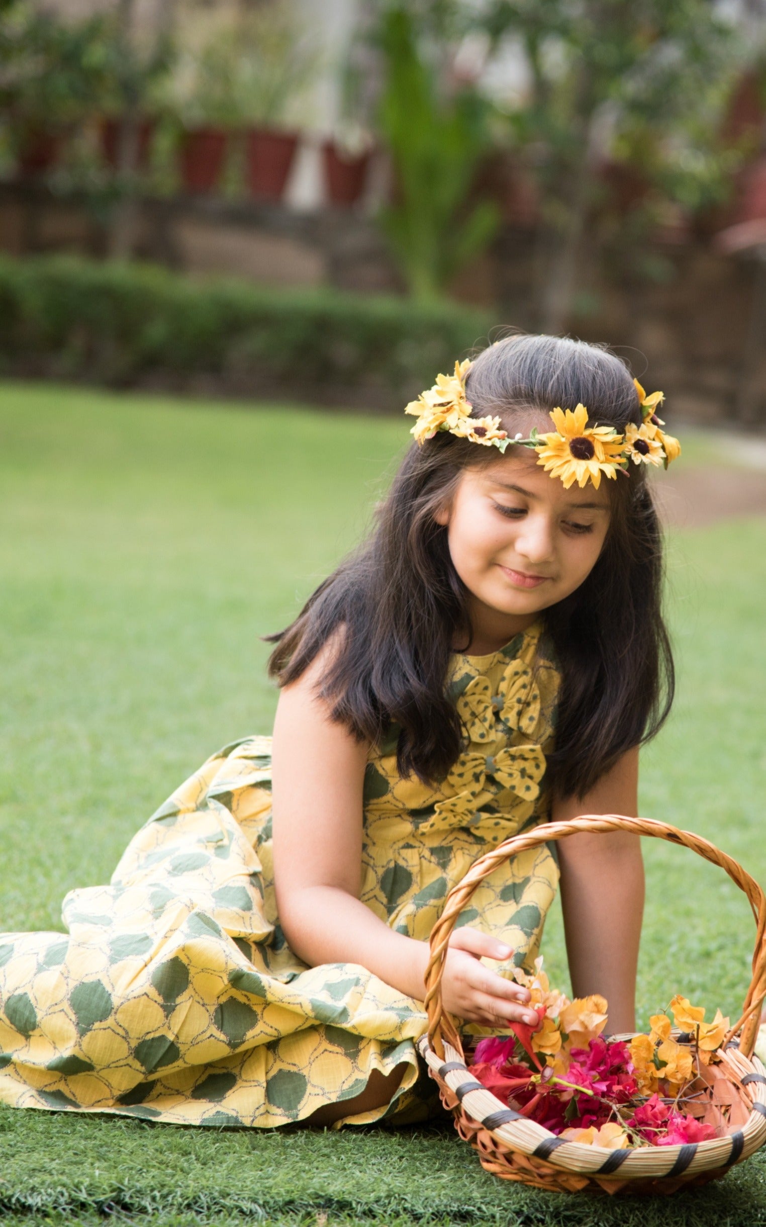 Yellow Bow Pleated Frock