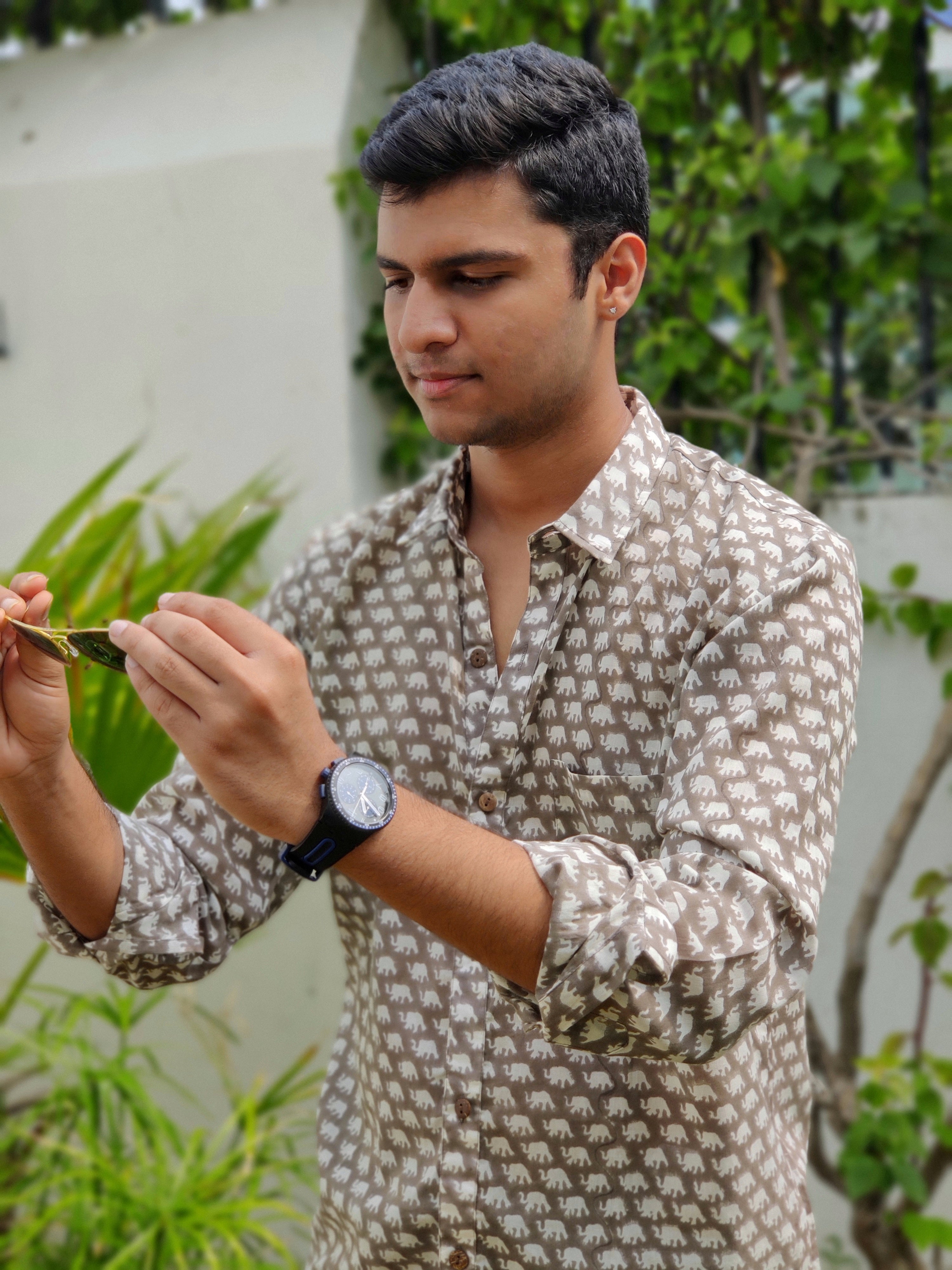 Men Brown Elephant Full Sleeve Shirt