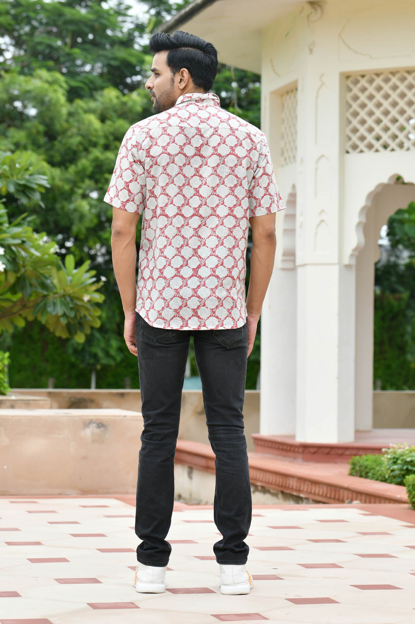 Shirt Half Sleeve Mens Paisley Red