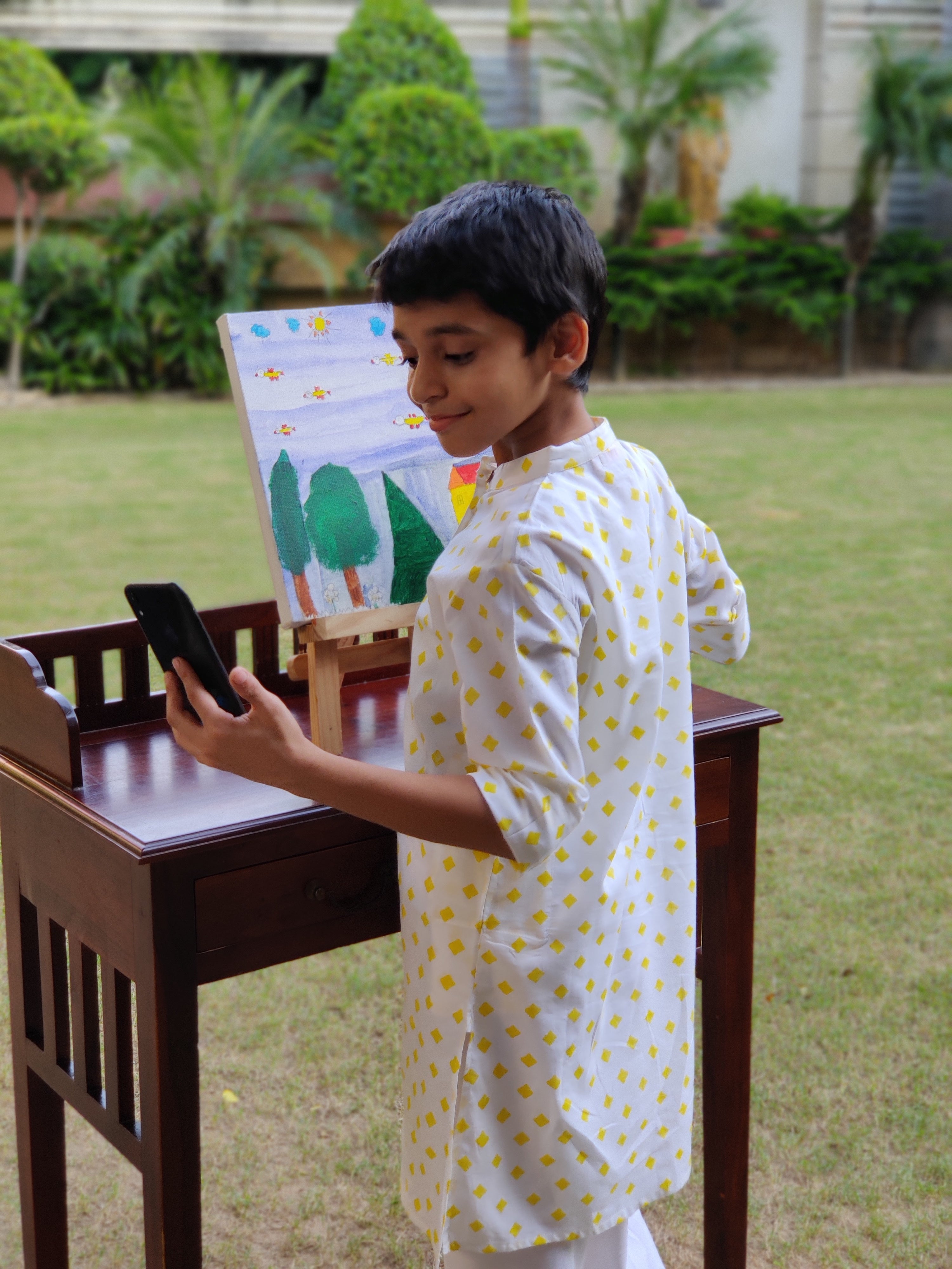 Boys Diamond Yellow Kurta