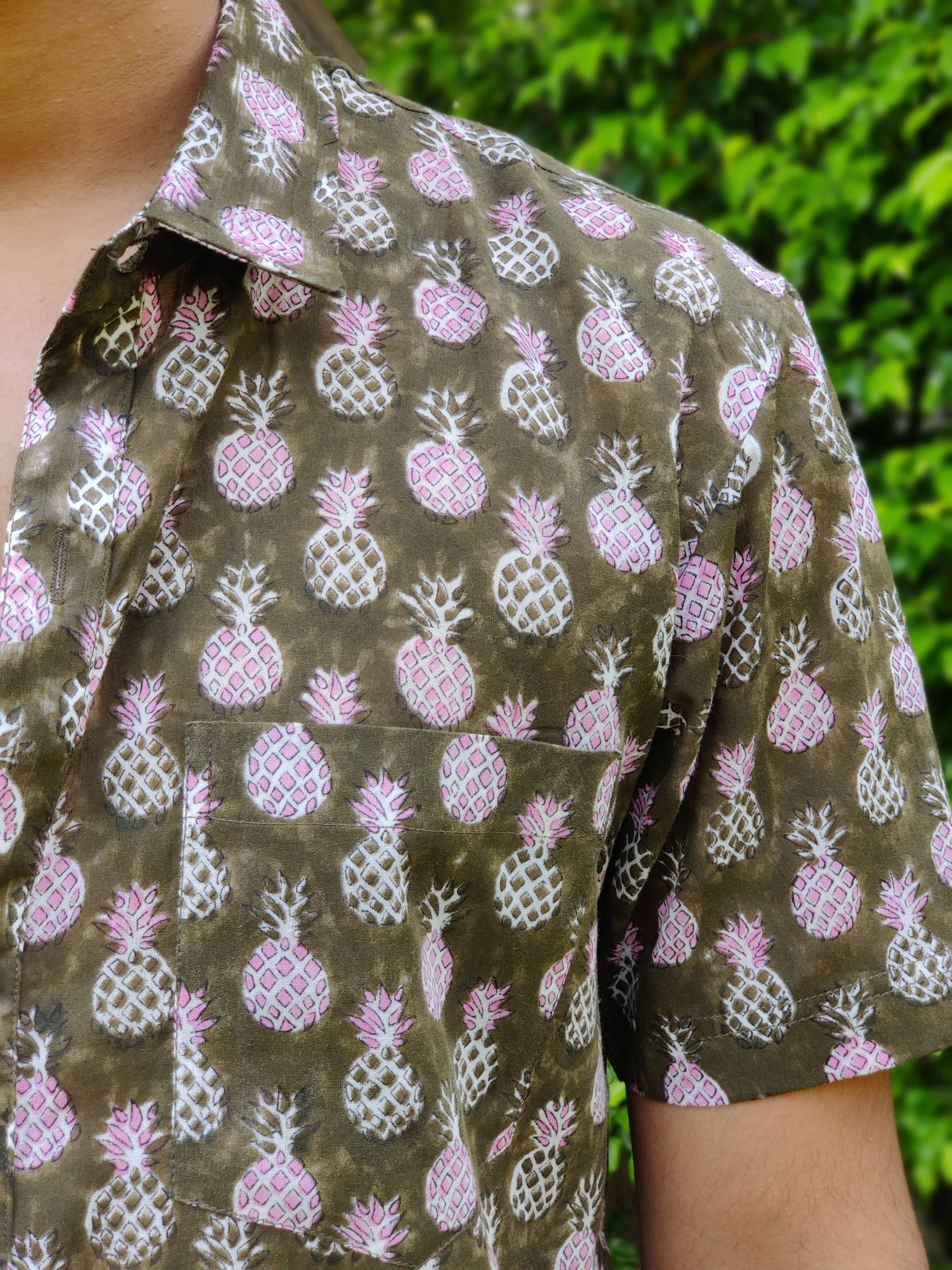 Men Half Sleeve Shirt Pink Pine