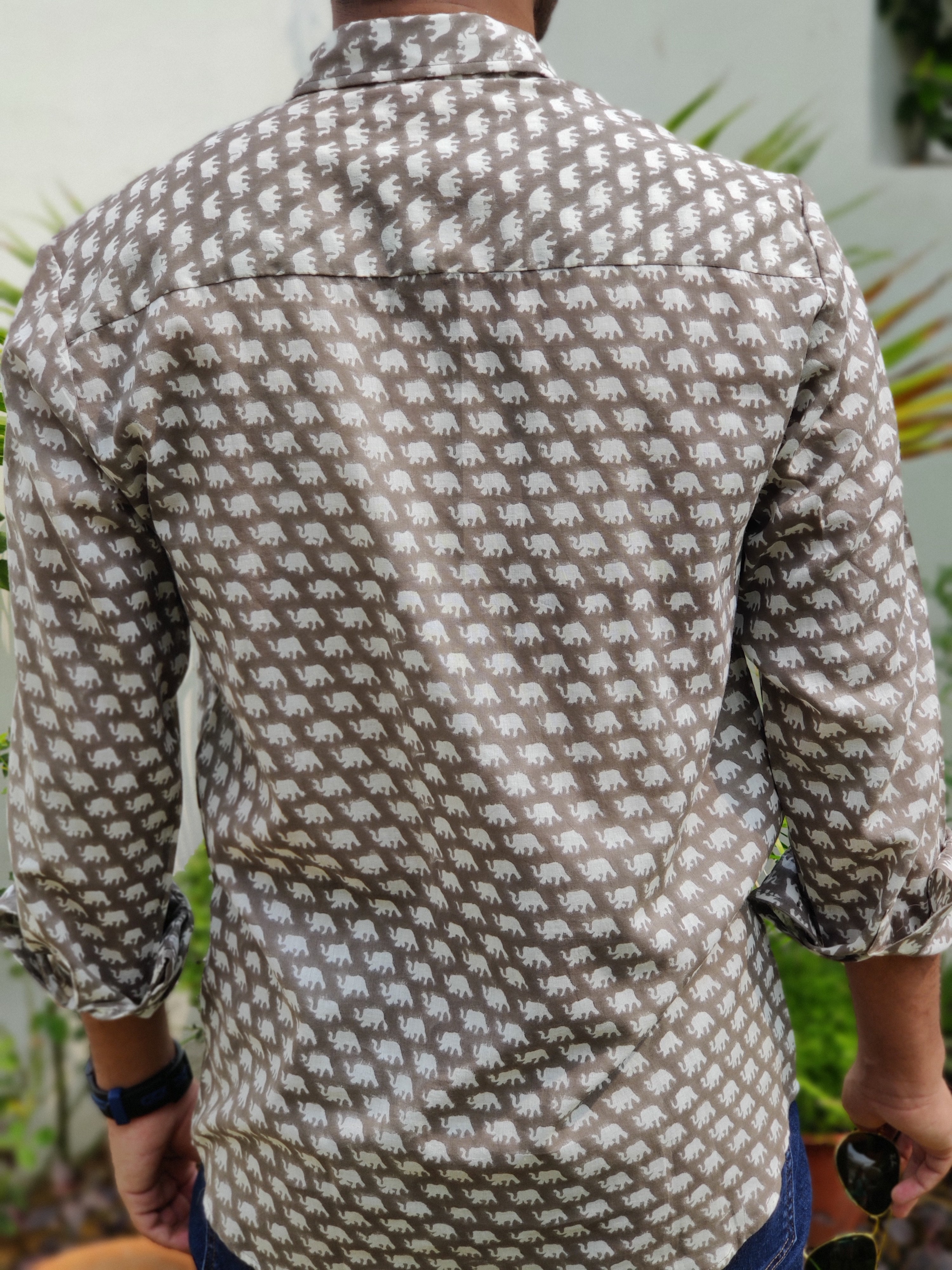 Men Brown Elephant Full Sleeve Shirt