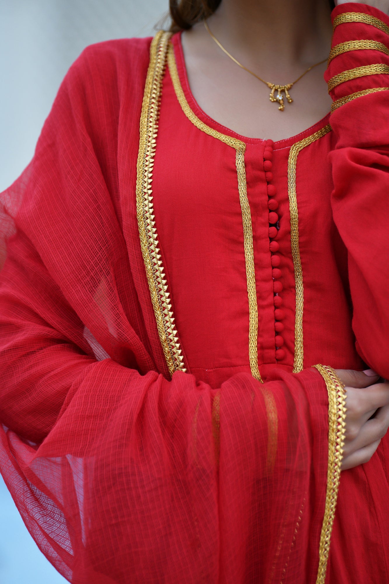 Kurta Set Women Set of 2 Kalidaar Red