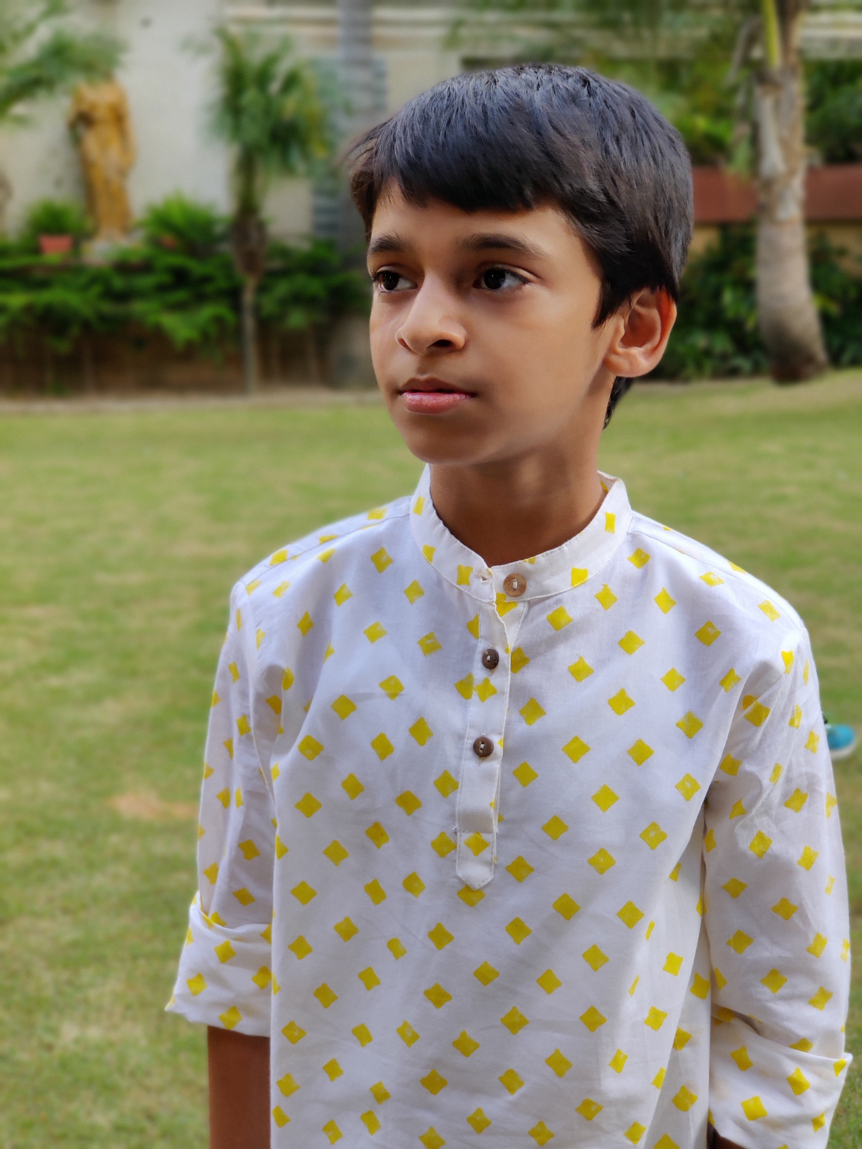 Boys Diamond Yellow Kurta