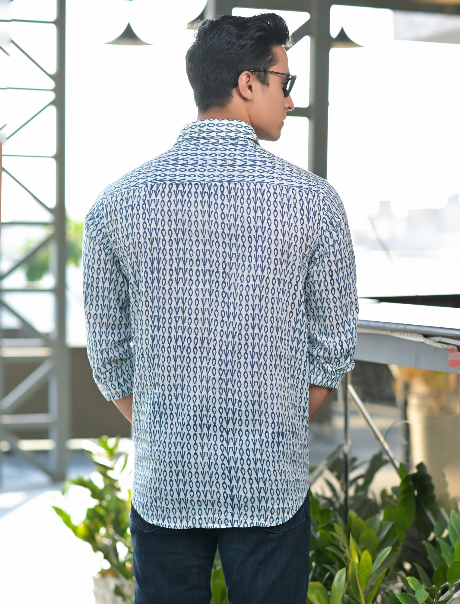 Shirt Full Sleeve Mens Droplet Blue