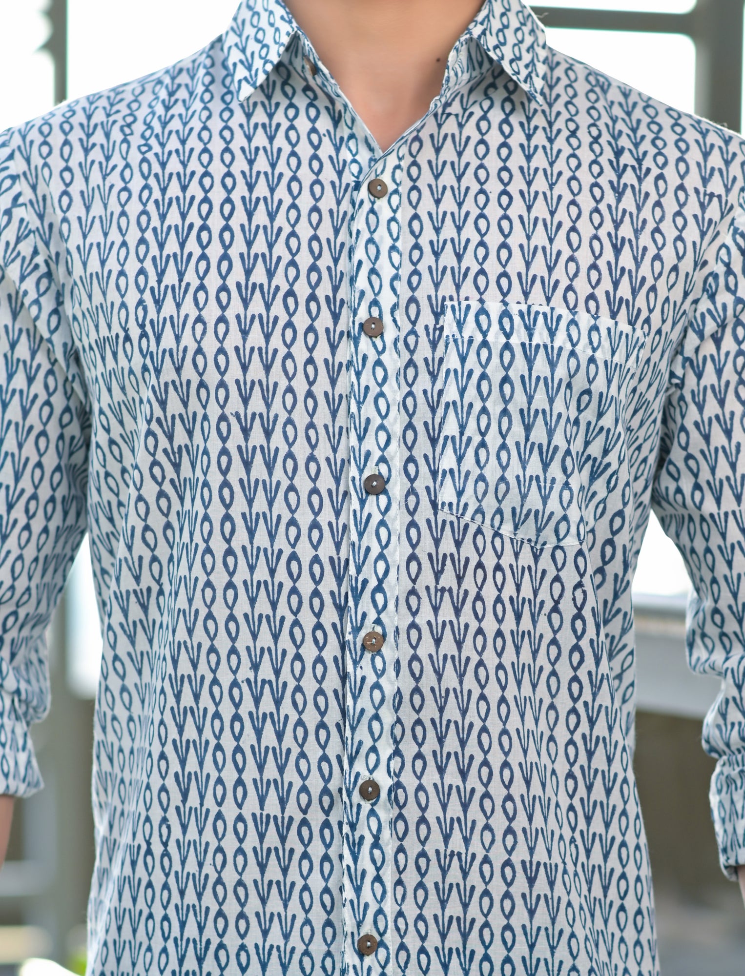 Shirt Full Sleeve Mens Droplet Blue