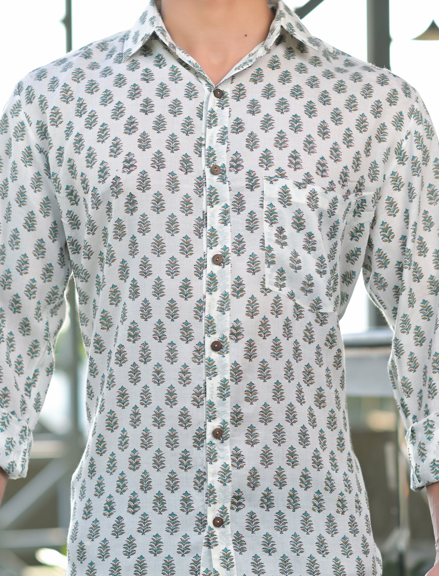 Men Green Leaf - Full Sleeve Shirt