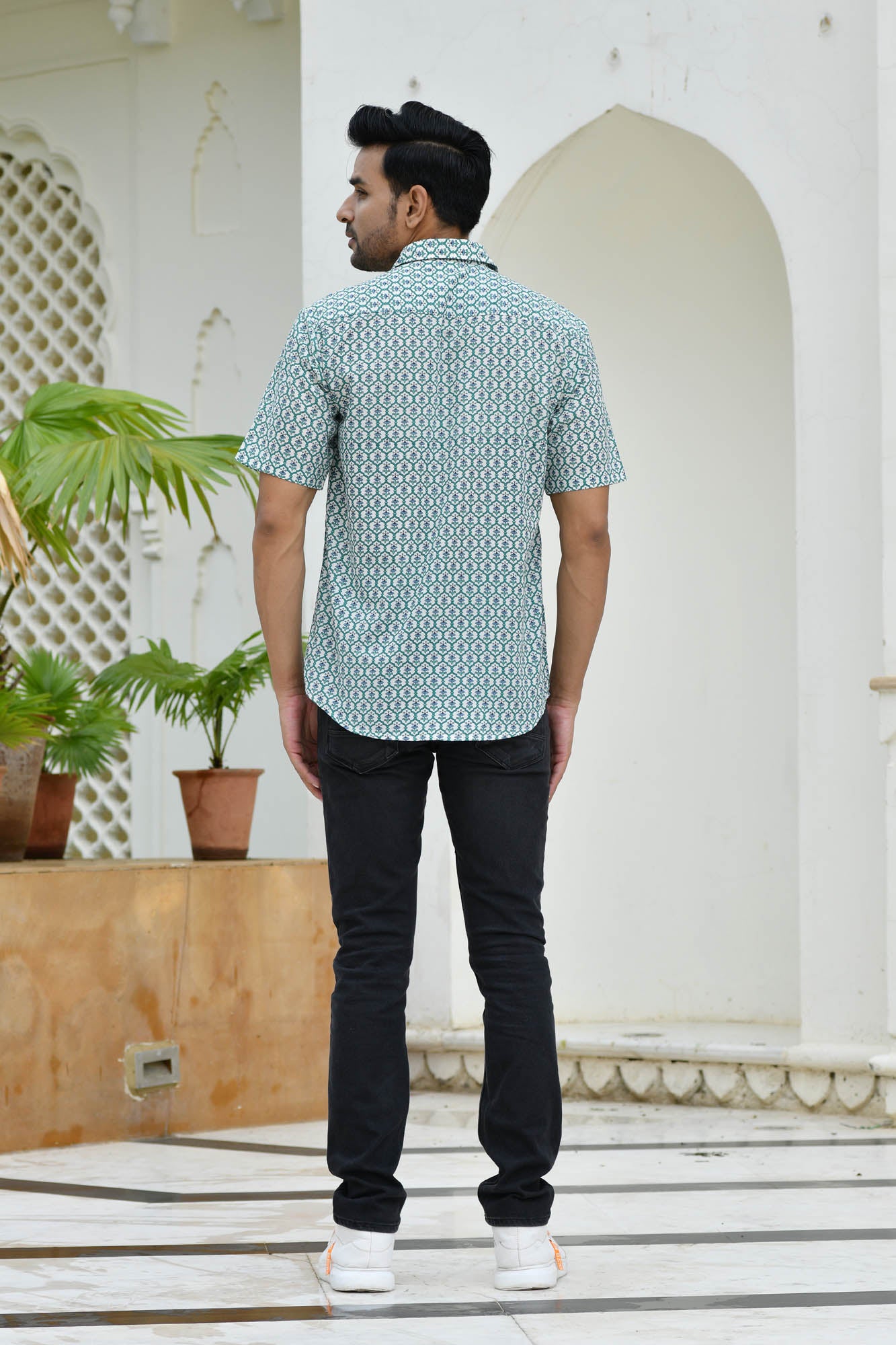 Men Half Sleeve Shirt Mehrab Green