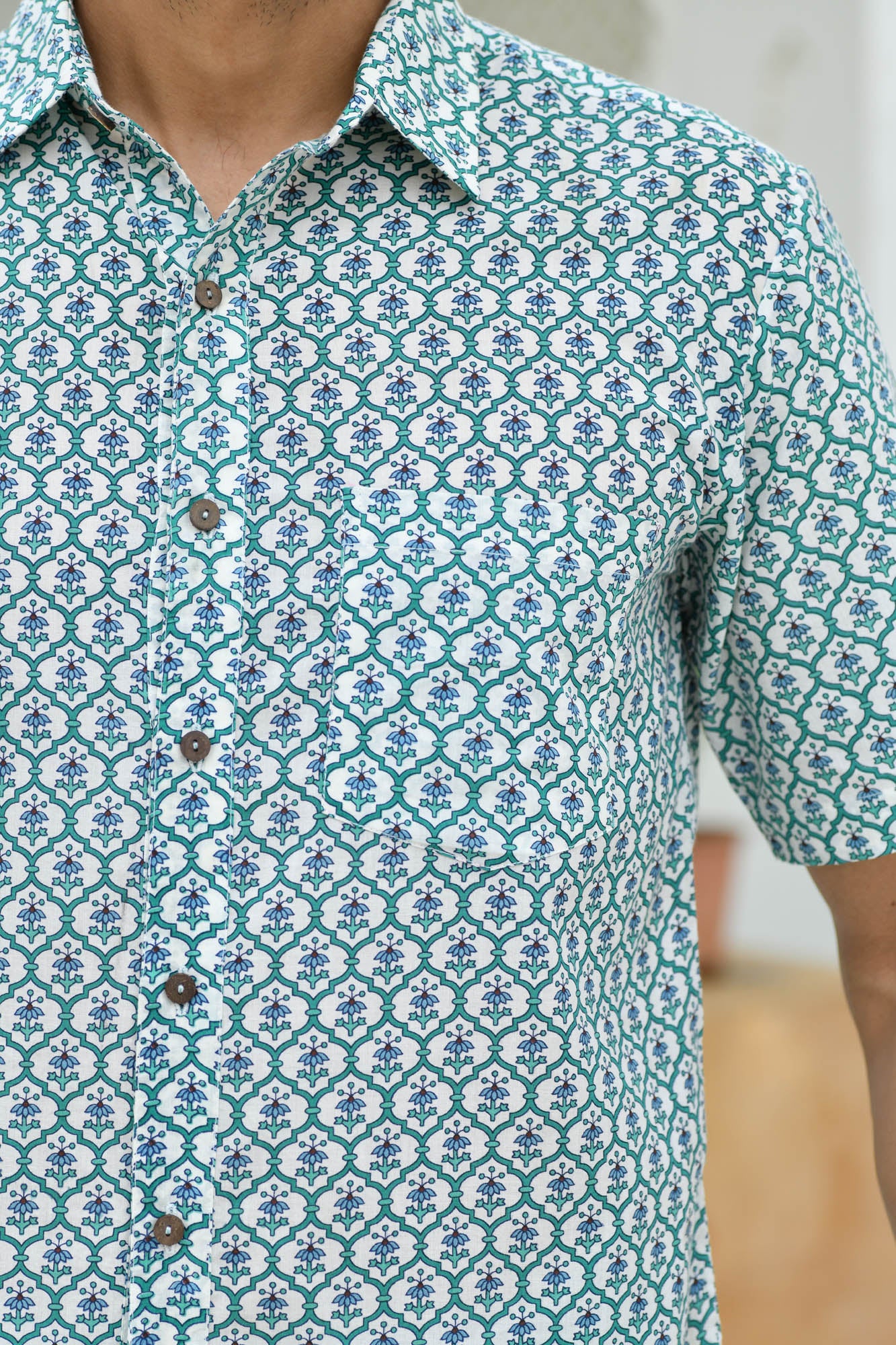 Men Half Sleeve Shirt Mehrab Green