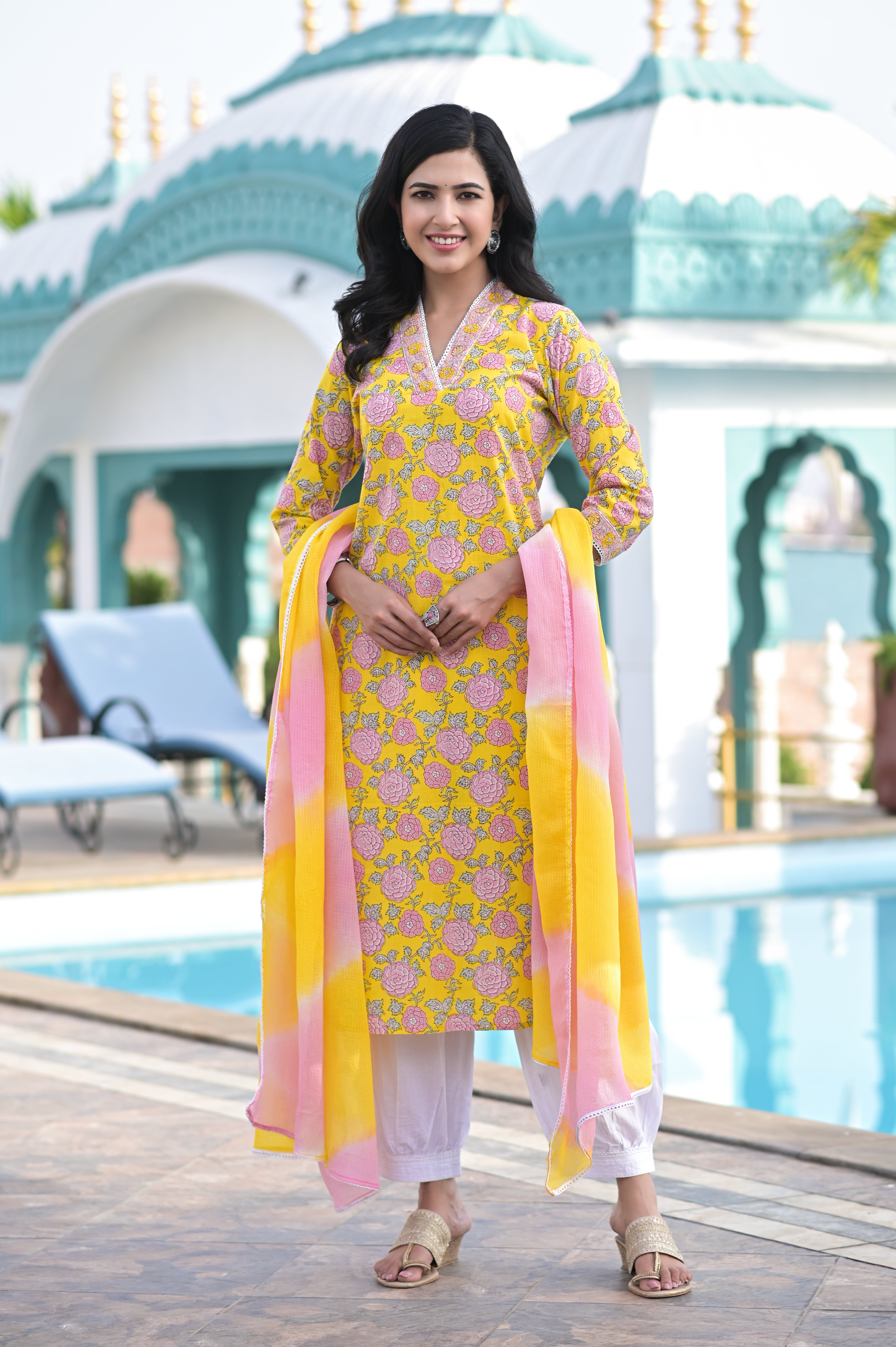 Suit Set Women Set of 2 Rose Yellow