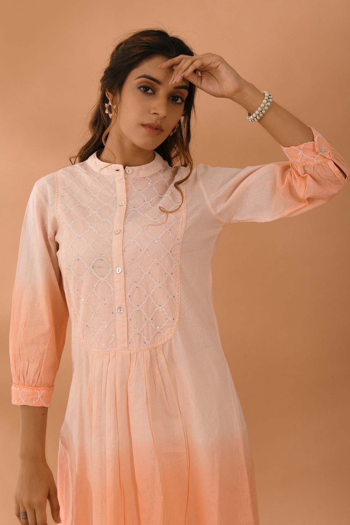 Peach color women's sales dress