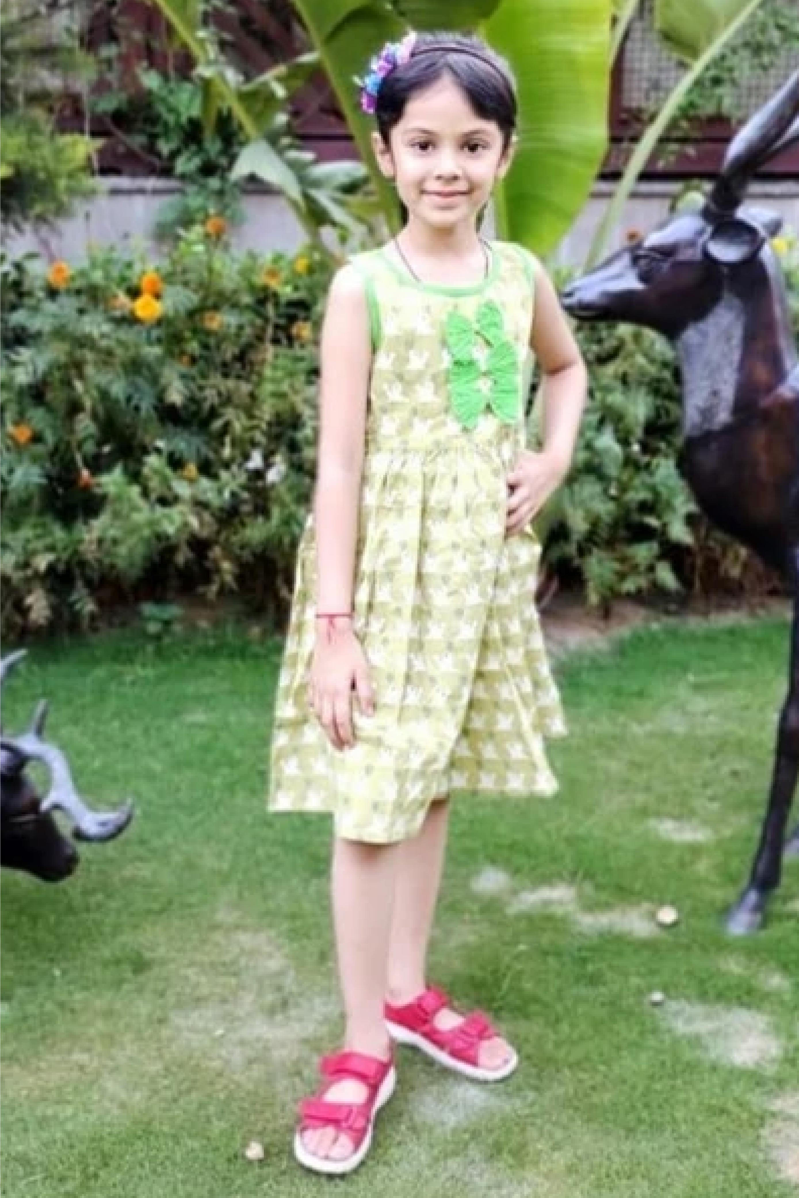 Girl Green Dolphins Frock