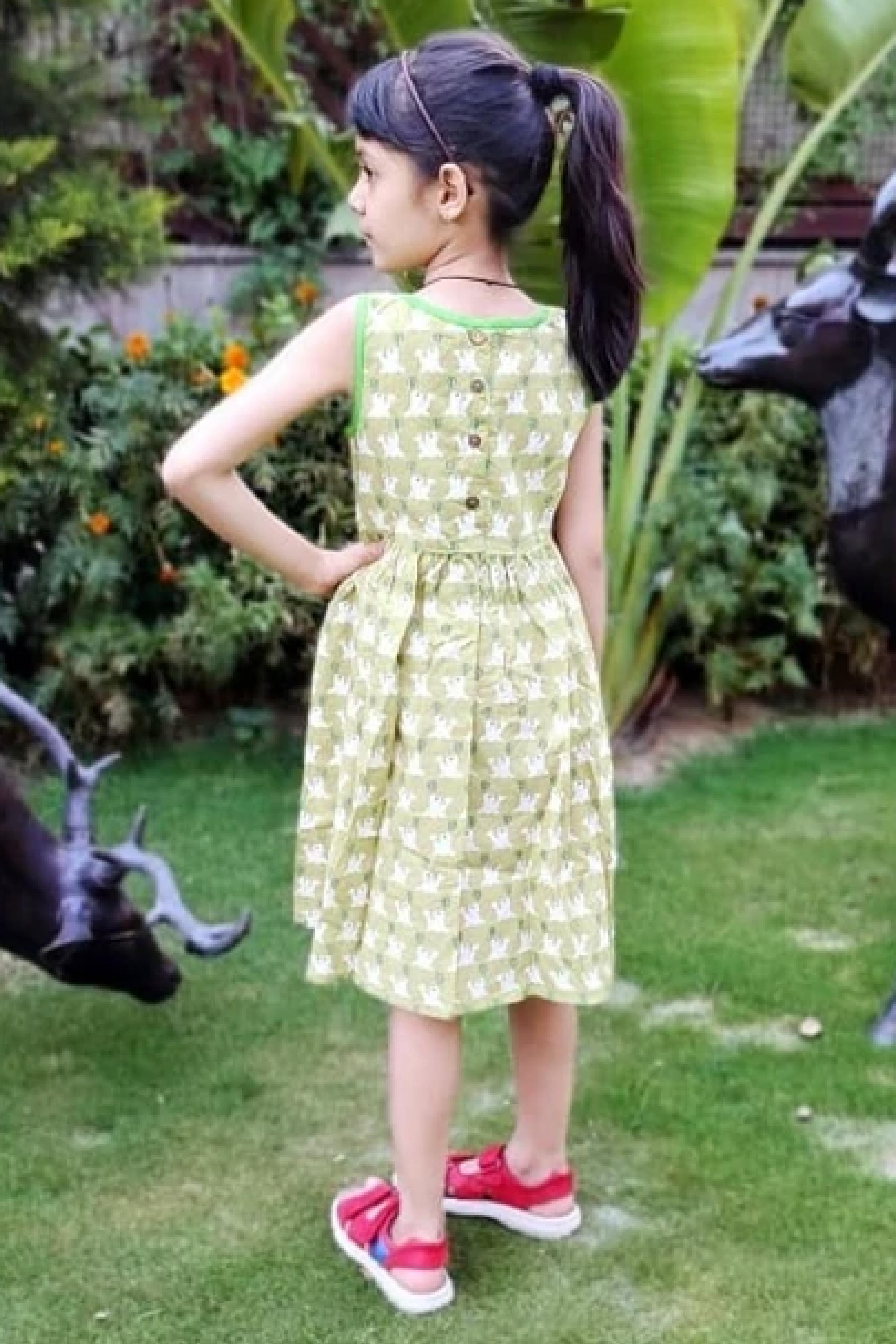 Girl Green Dolphins Frock