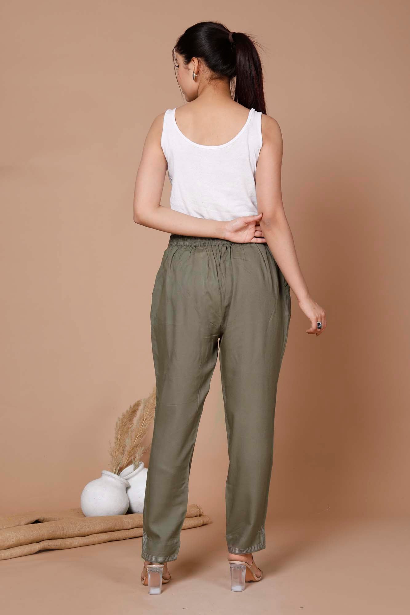 Women Pant Regular Basil