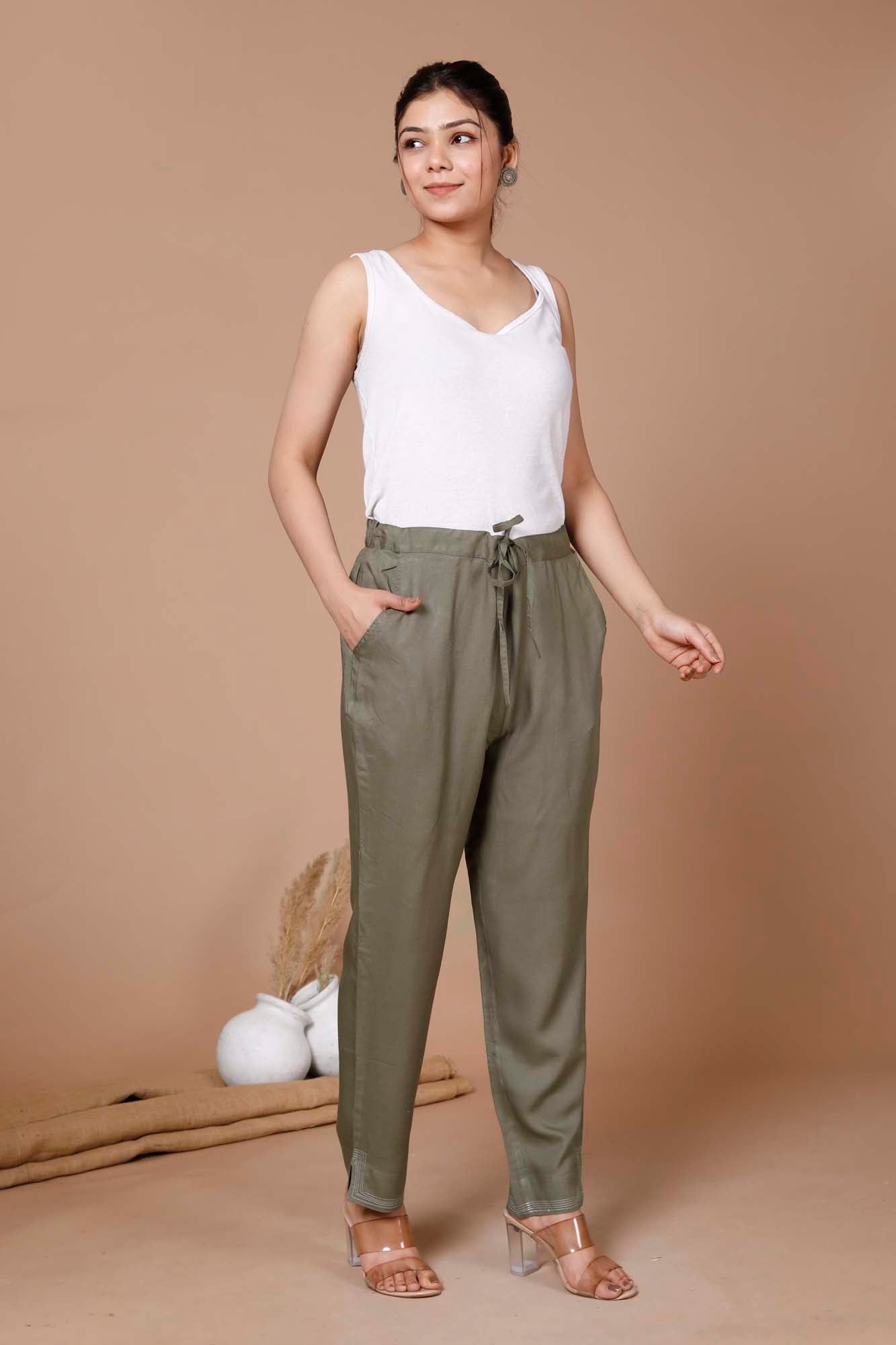 Women Pant Regular Basil