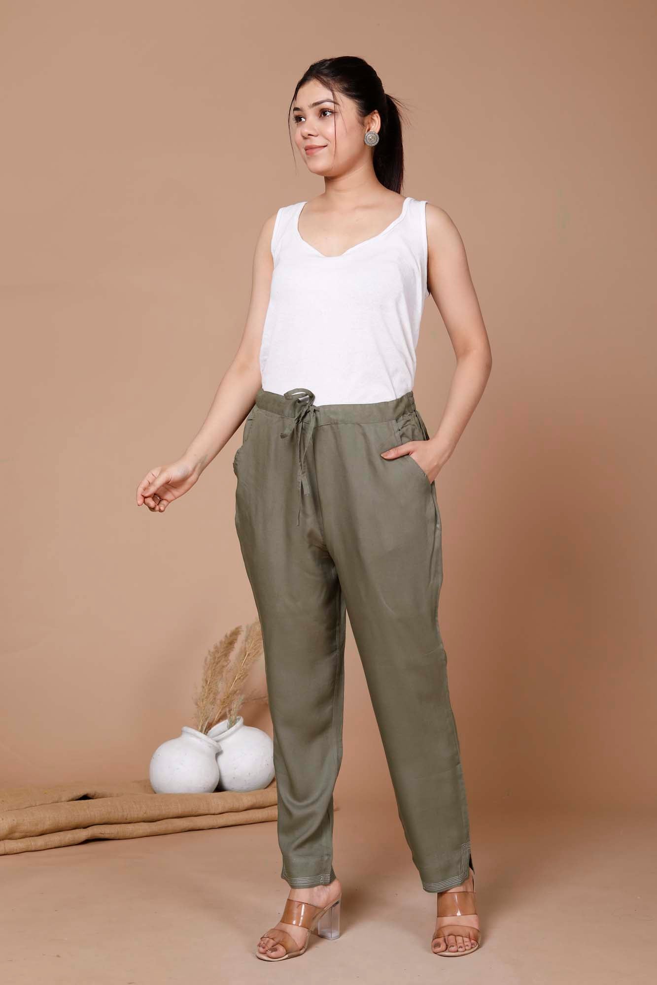 Women Pant Regular Basil