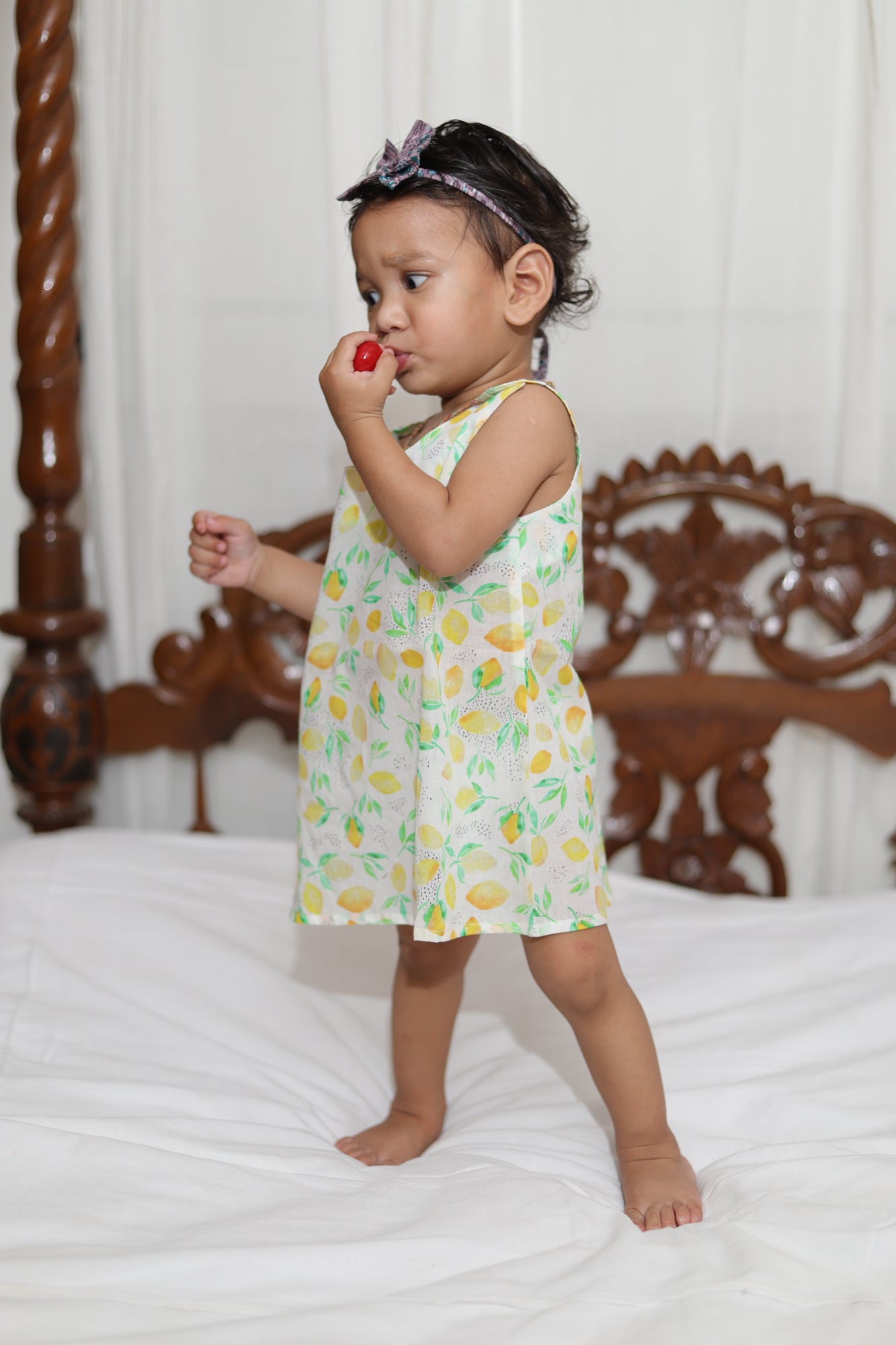 Dress Button Infant Girl Lemon Yellow