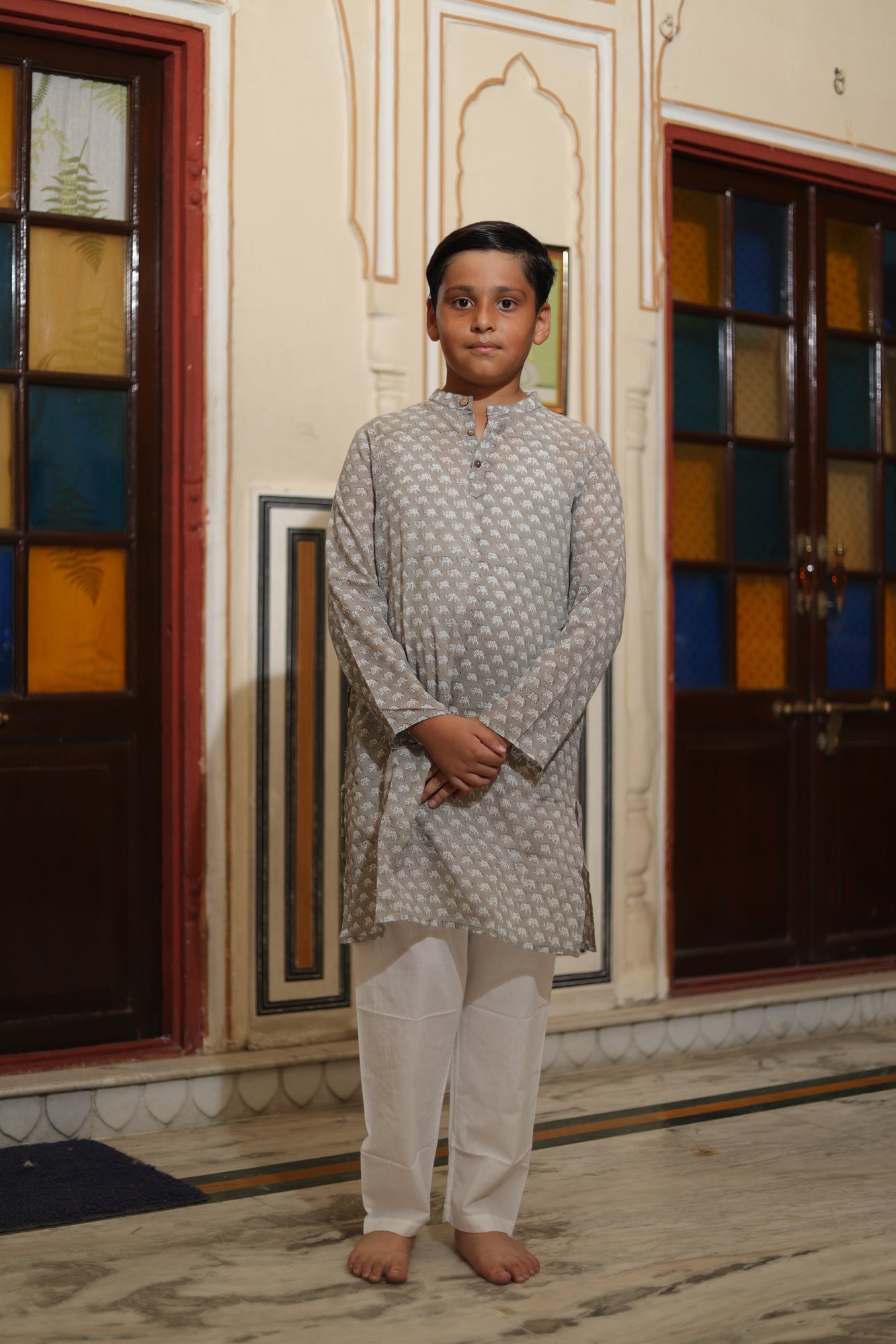 Boy Kurta Grey Elephant