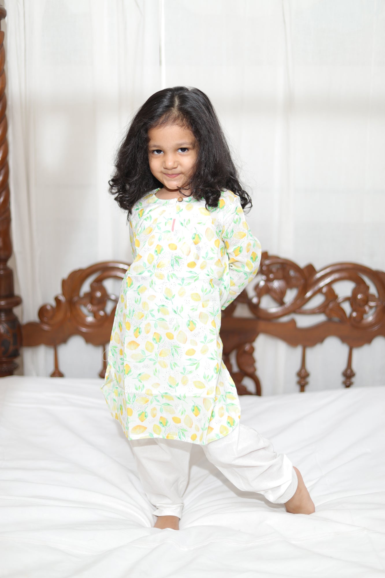 Girls Kurta With Salwar Lemon Yellow