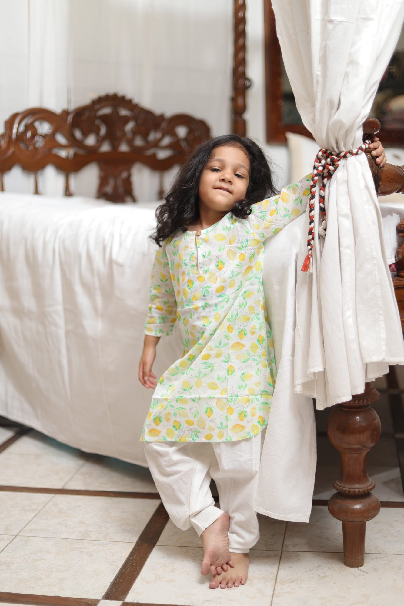 Girls Kurta With Salwar Lemon Yellow