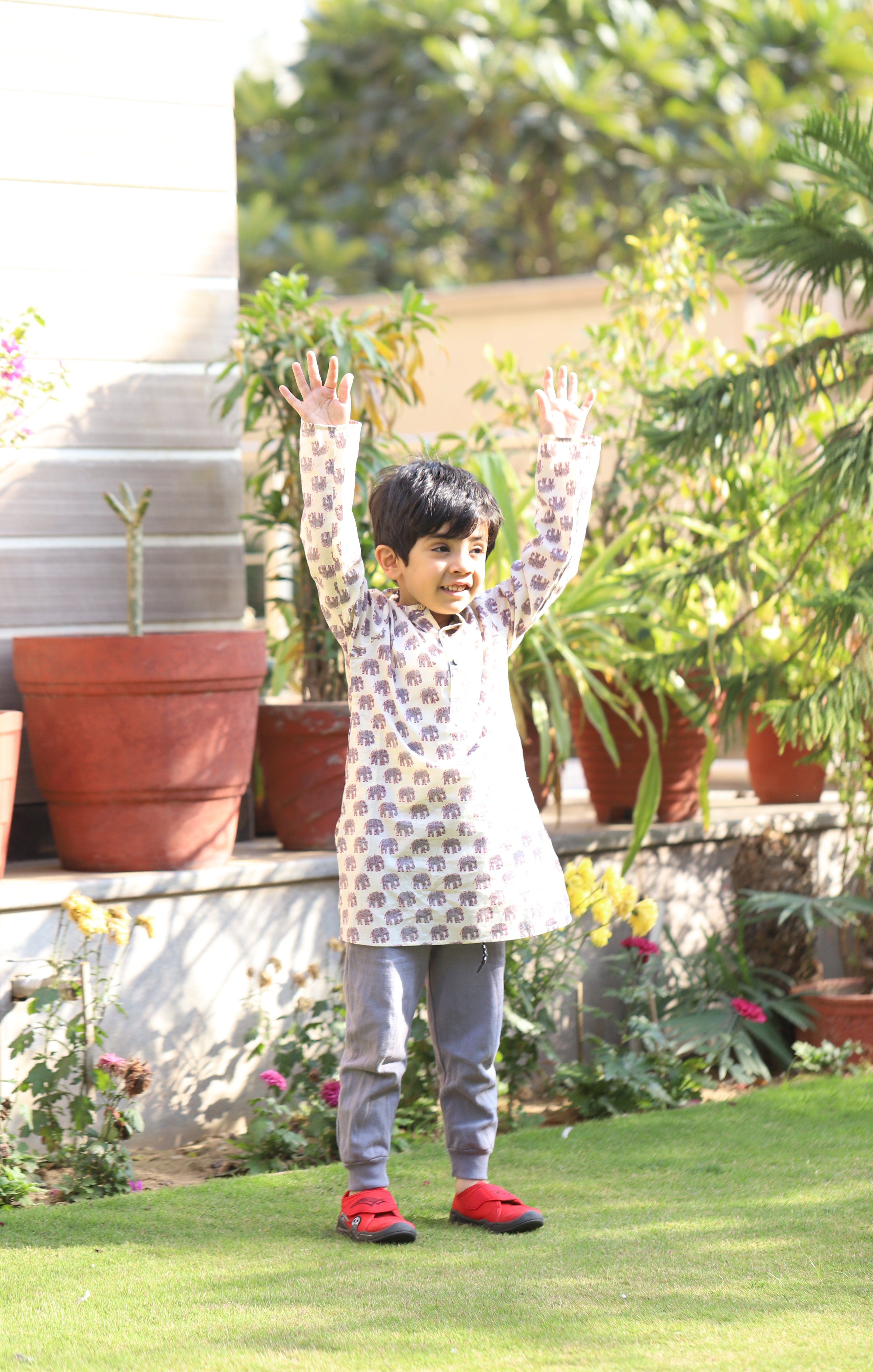 Boy Elephant Gray Kurta