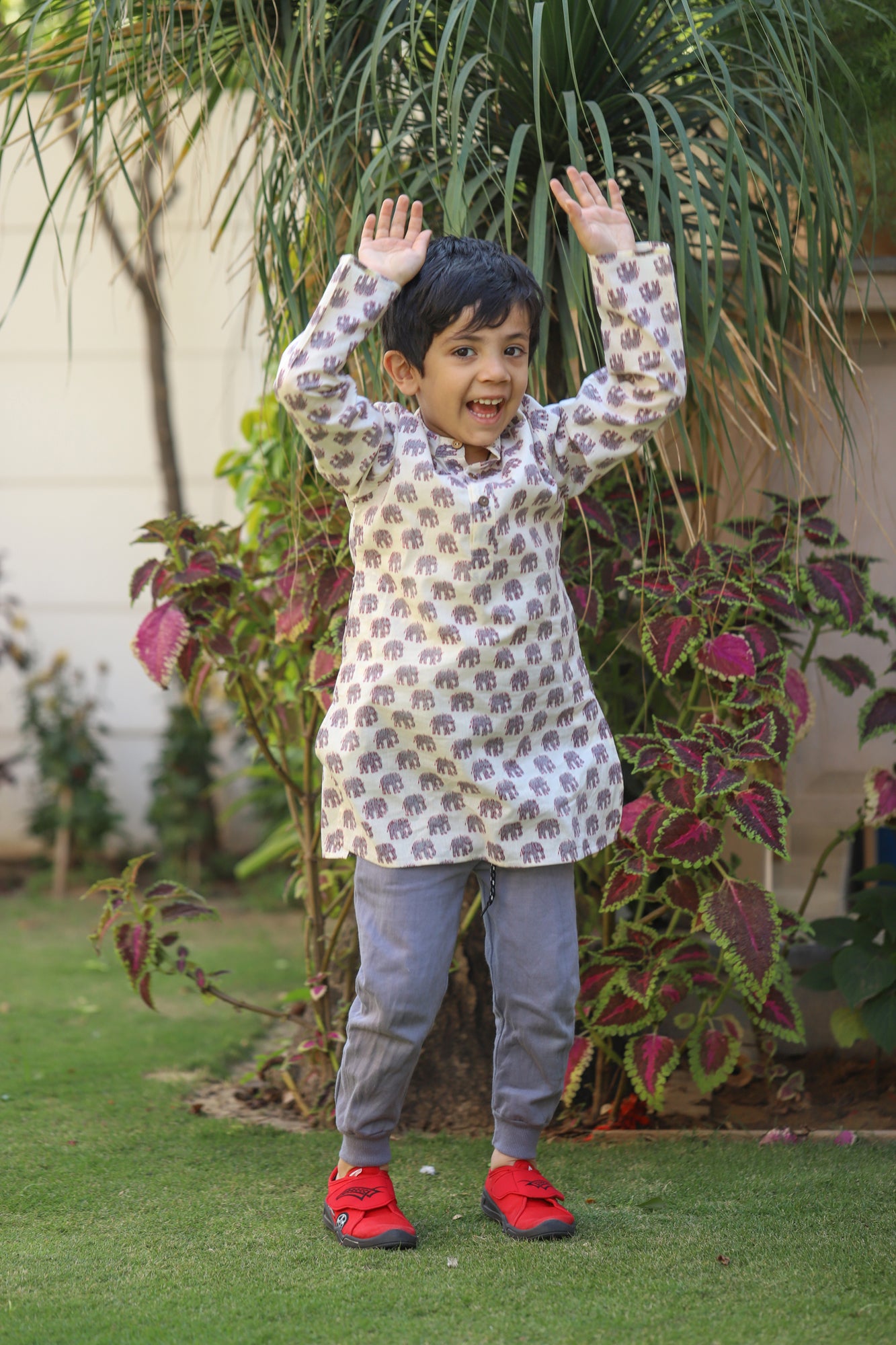 Boy Elephant Gray Kurta