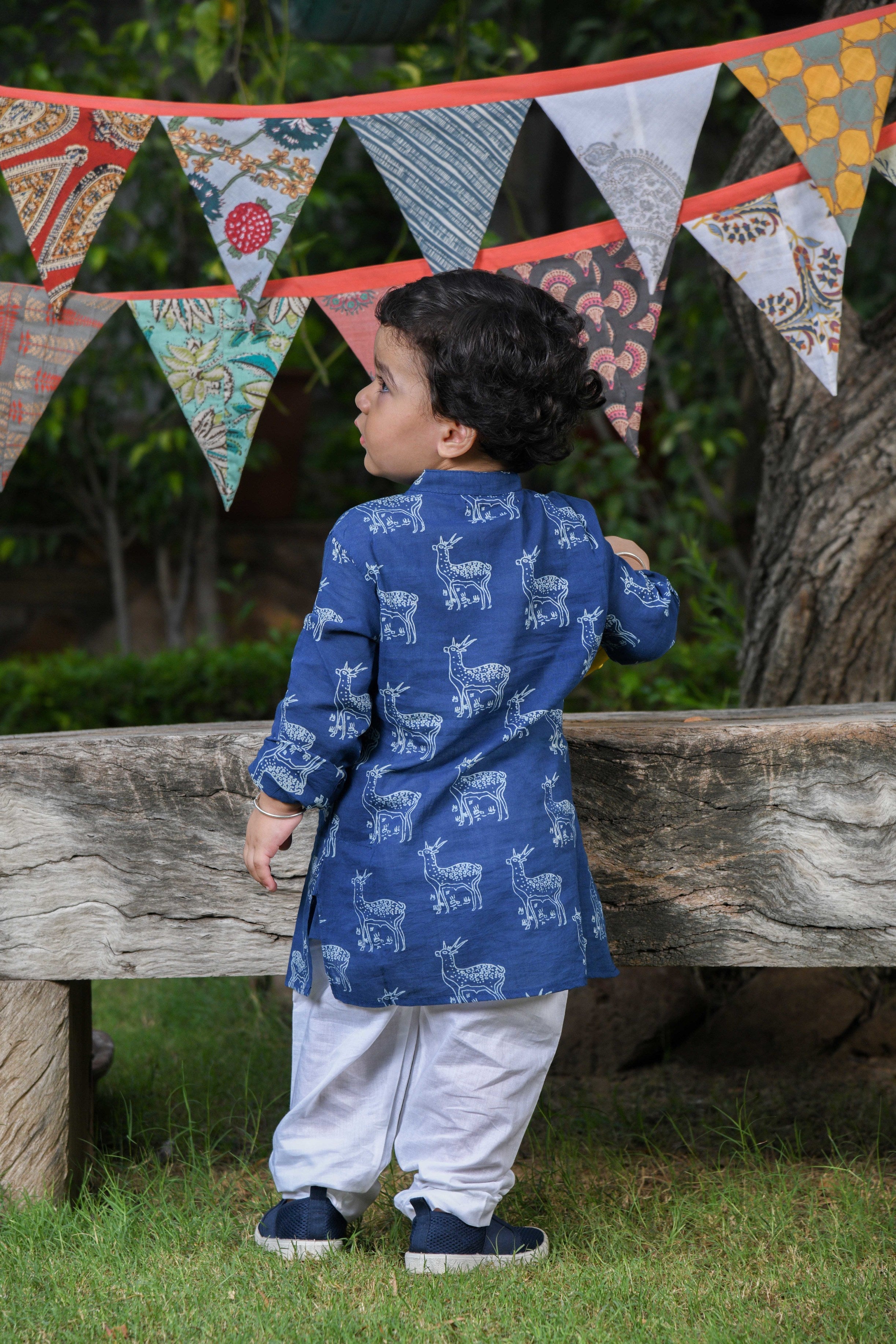 Boy Reindeer Indigo Kurta